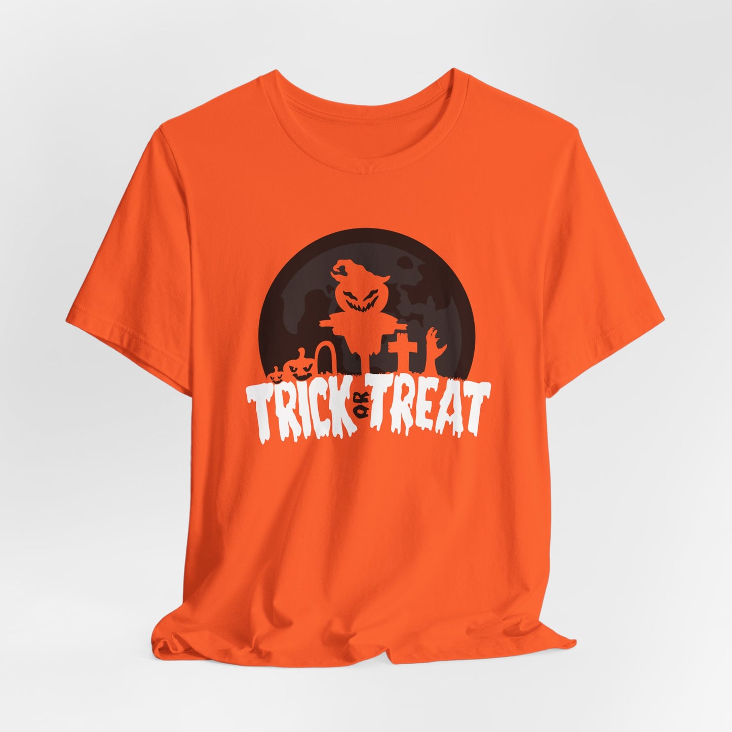 Trick or Treat T-Shirt – Fun Pumpkin and Graveyard Graphic Tee
