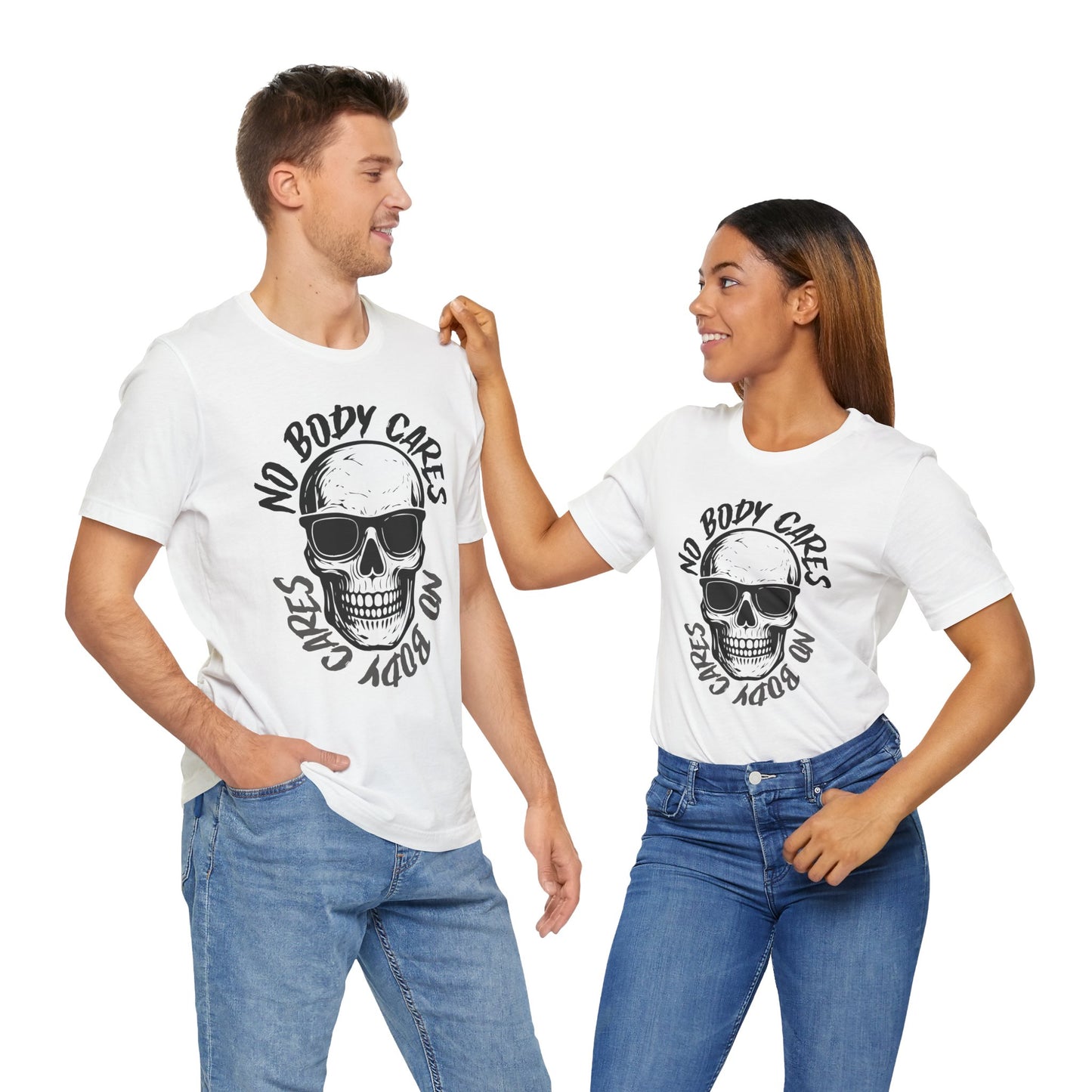 No Body Cares Halloween Tee – Chill Skeleton & Spooky Vibes