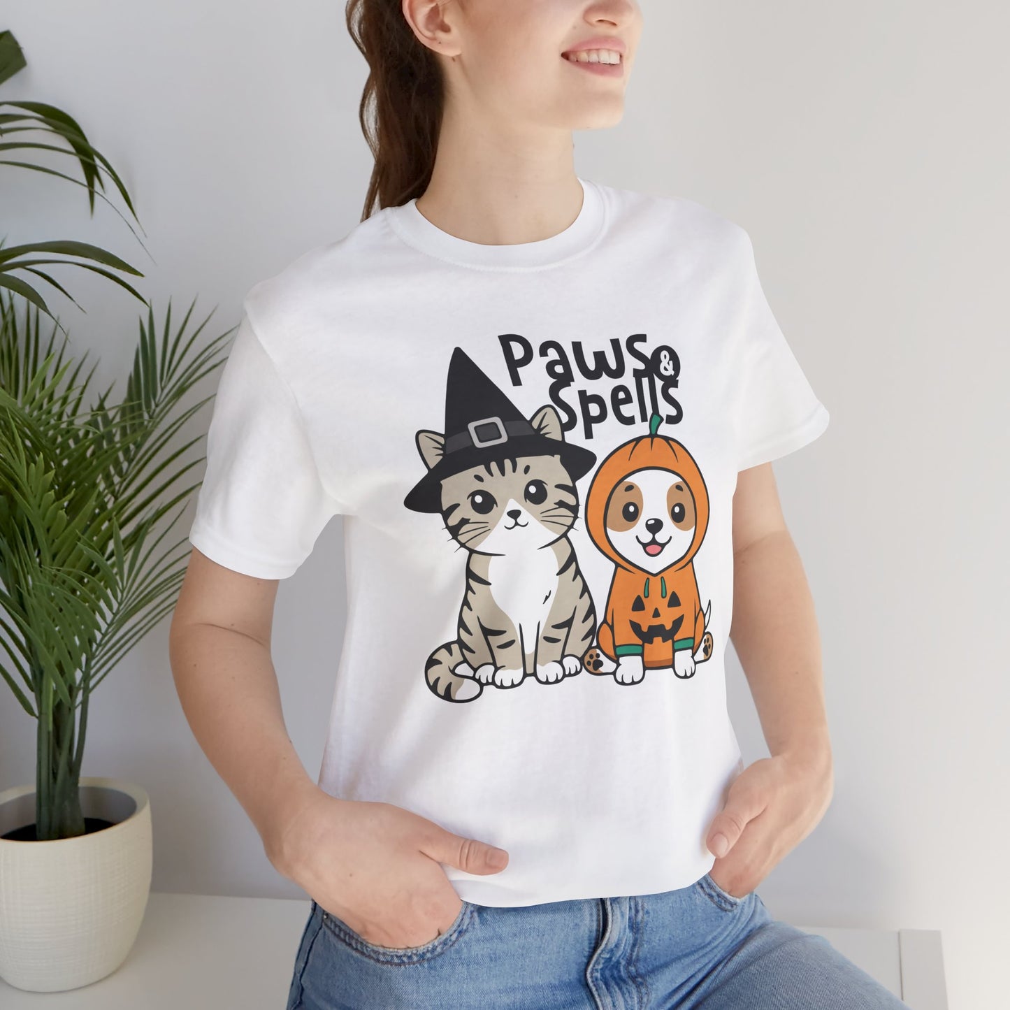 Cat and Dog Halloween Shirt – Cute Pumpkin Puppy & Witch Kitty Tee
