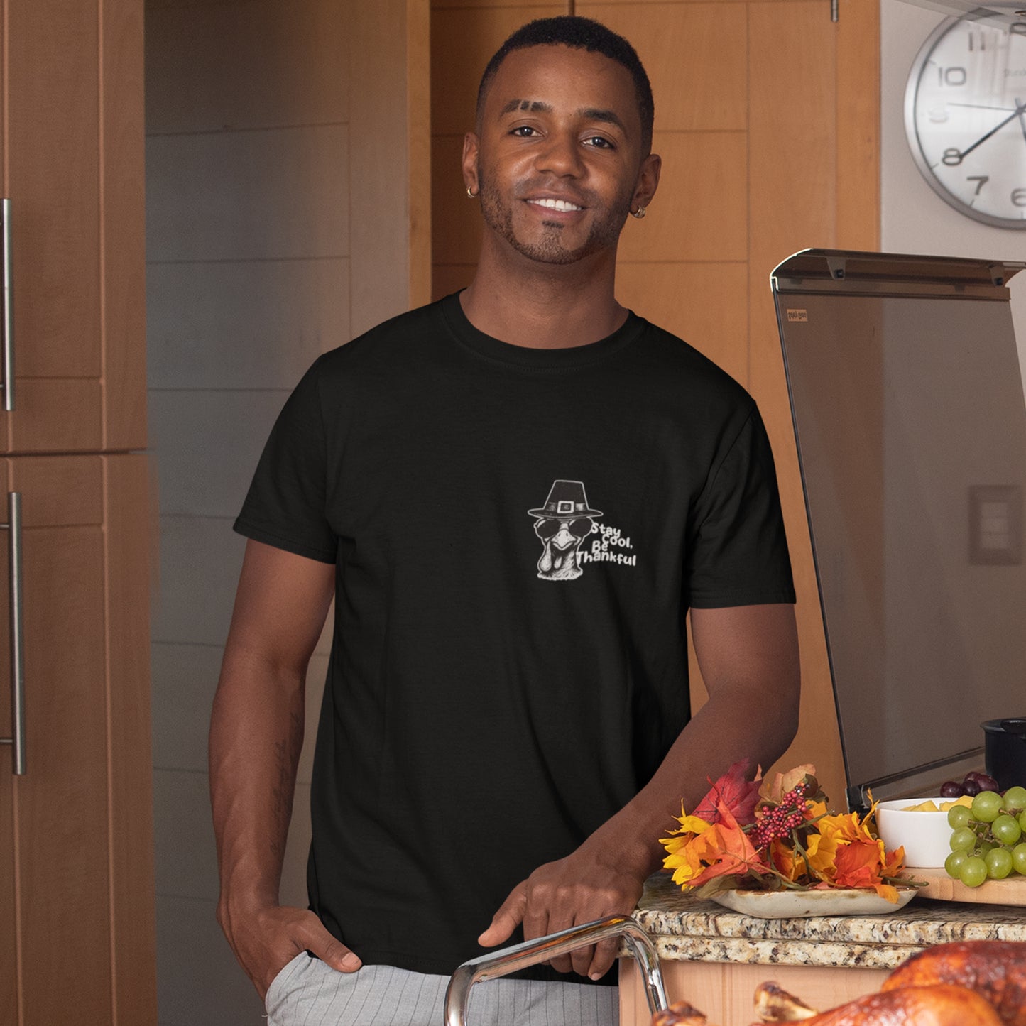 Stay Cool Be Thankful Turkey Shirt – Funny Thanksgiving T-Shirt for Men and Women