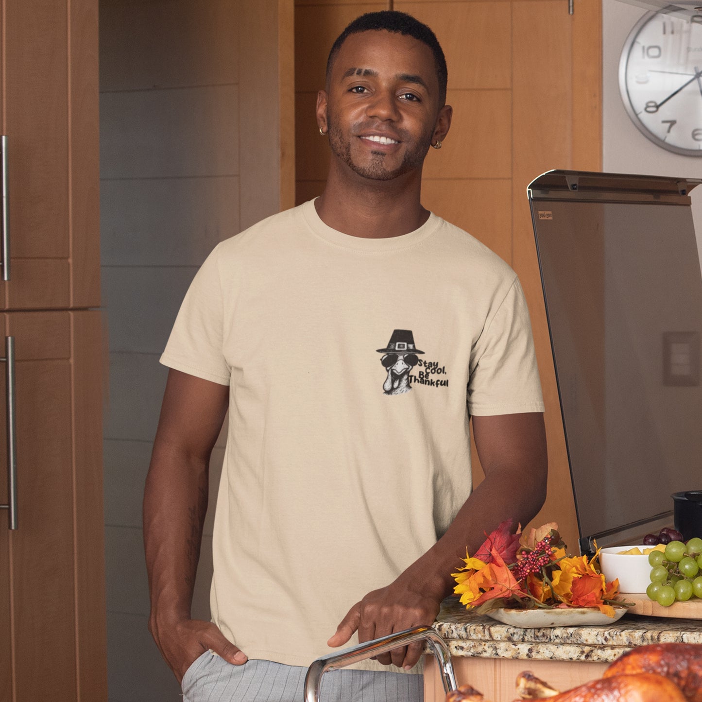 Stay Cool Be Thankful Turkey Shirt – Funny Thanksgiving T-Shirt for Men and Women