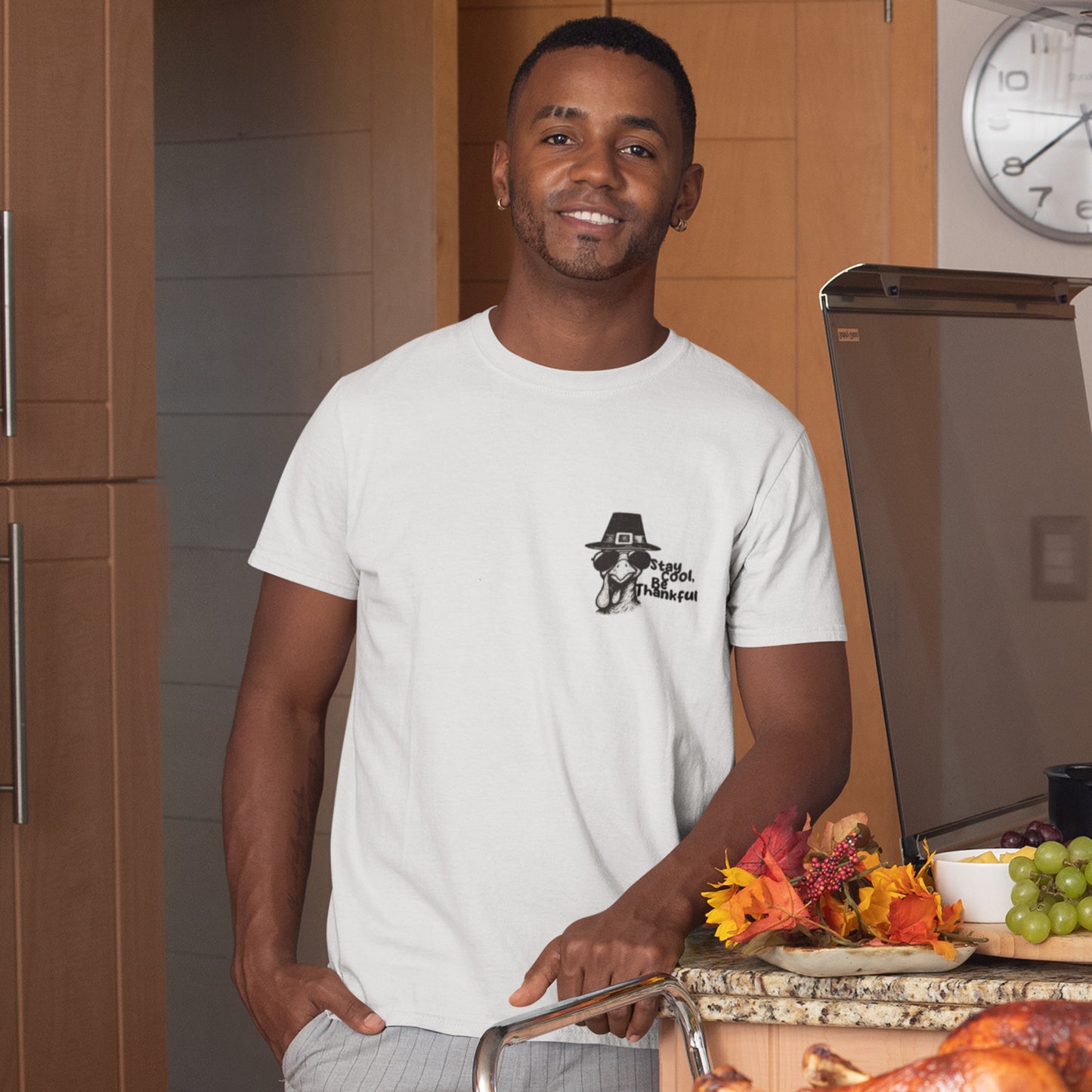 Stay Cool Be Thankful Turkey Shirt – Funny Thanksgiving T-Shirt for Men and Women