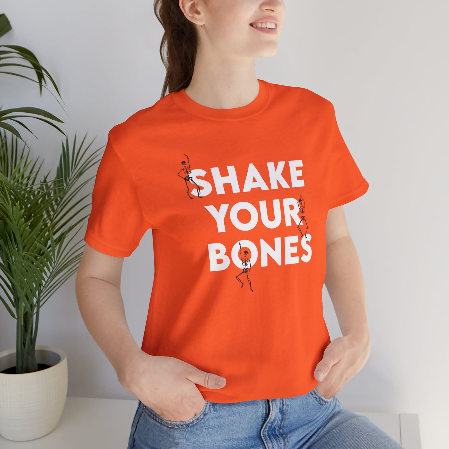 Shake Your Bones Halloween Shirt – Funny Dancing Skeleton Tee