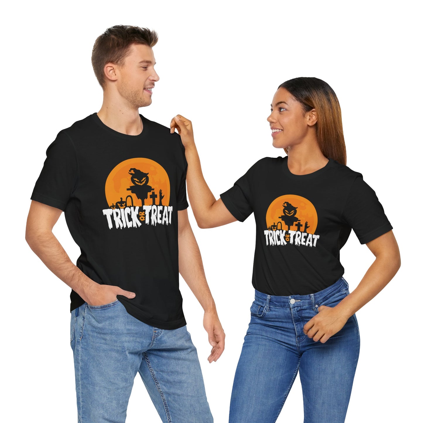 Trick or Treat T-Shirt – Fun Pumpkin and Graveyard Graphic Tee