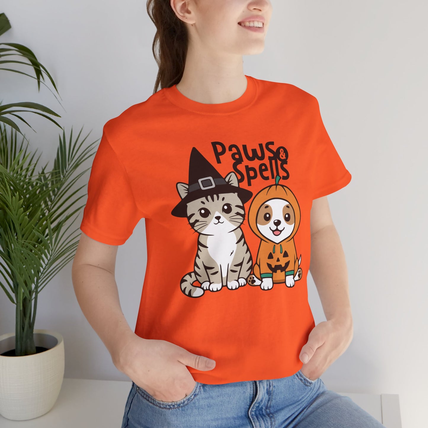 Cat and Dog Halloween Shirt – Cute Pumpkin Puppy & Witch Kitty Tee