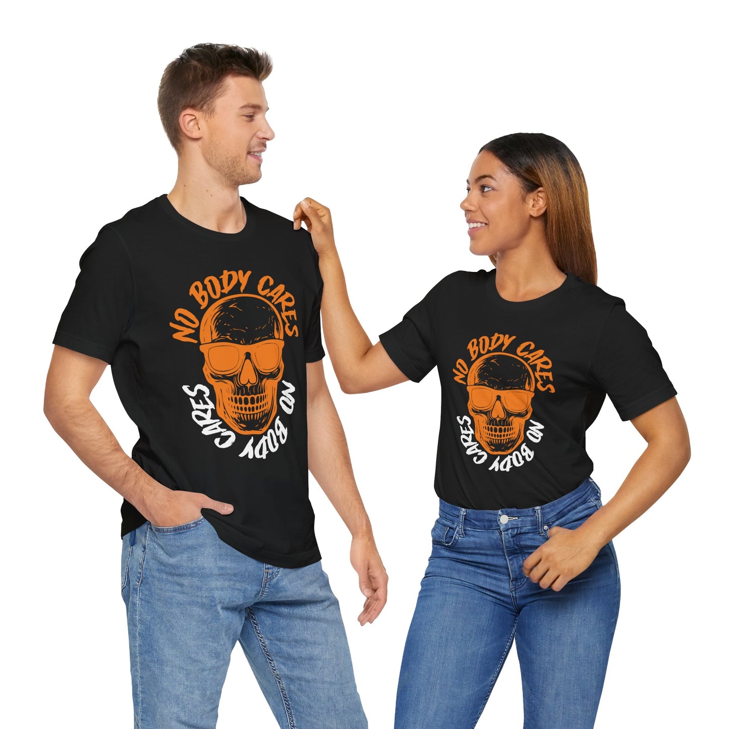 No Body Cares Halloween Tee – Chill Skeleton & Spooky Vibes