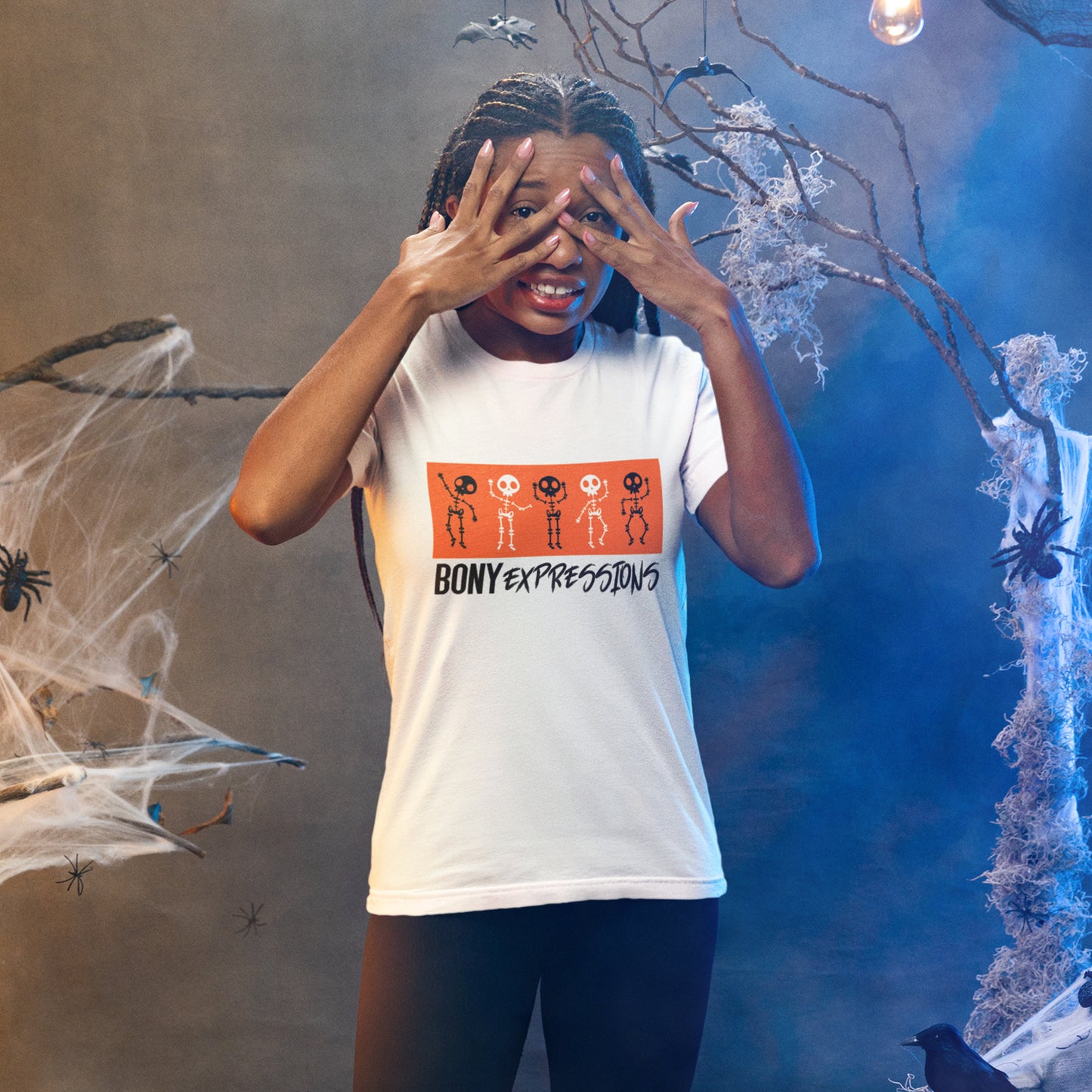 Bony Expressions T-Shirt: Playful Skeleton Design for Unique Style
