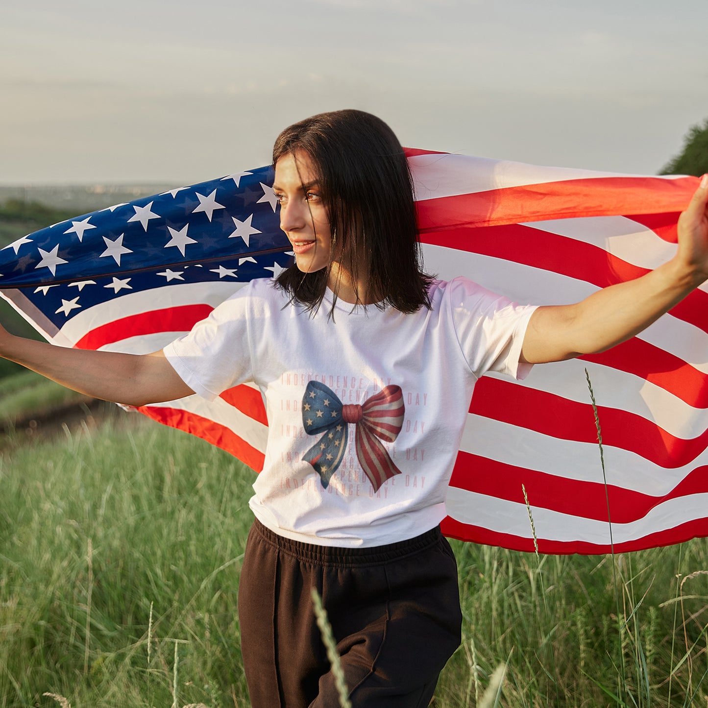 4th of July T-Shirt – Patriotic Bow Coquette Style