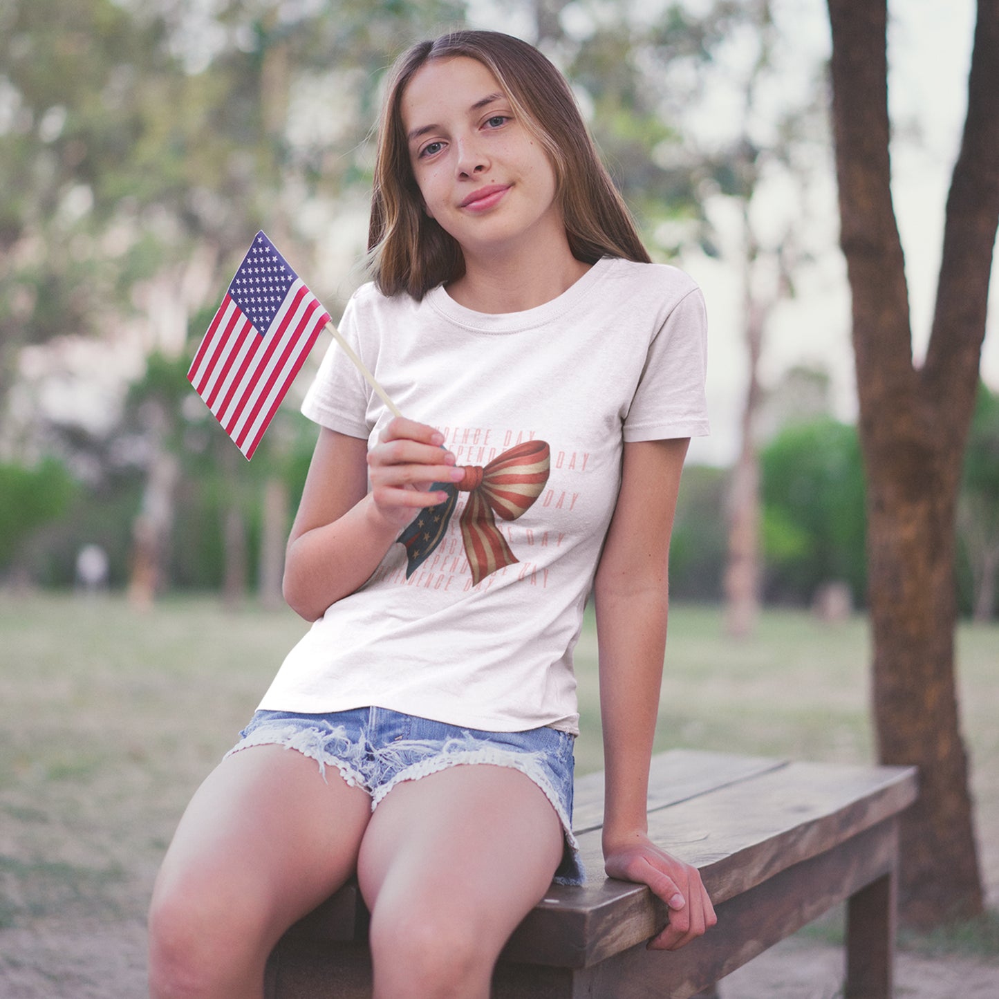 4th of July T-Shirt – Patriotic Bow Coquette Style