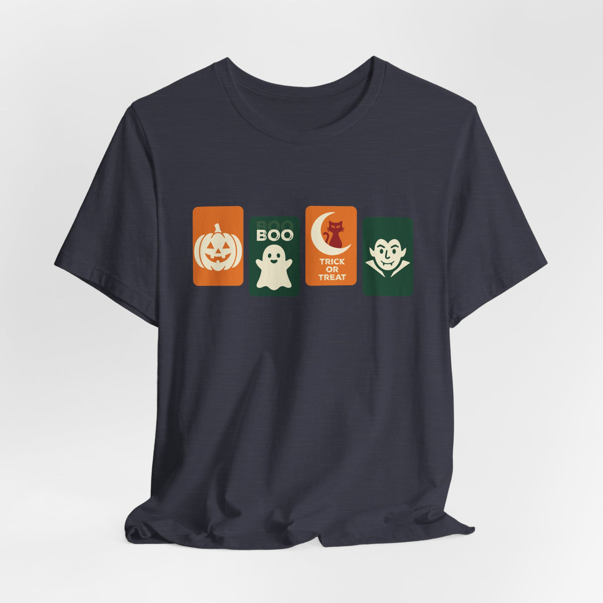 Halloween Graphic Tee - Cute Pumpkin, Ghost, Cat and Vampire