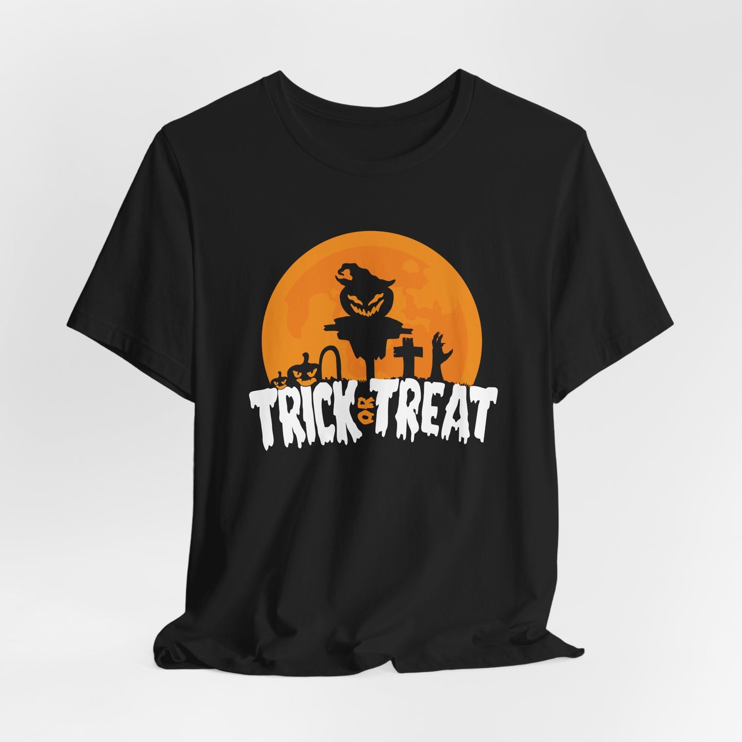 Trick or Treat T-Shirt – Fun Pumpkin and Graveyard Graphic Tee