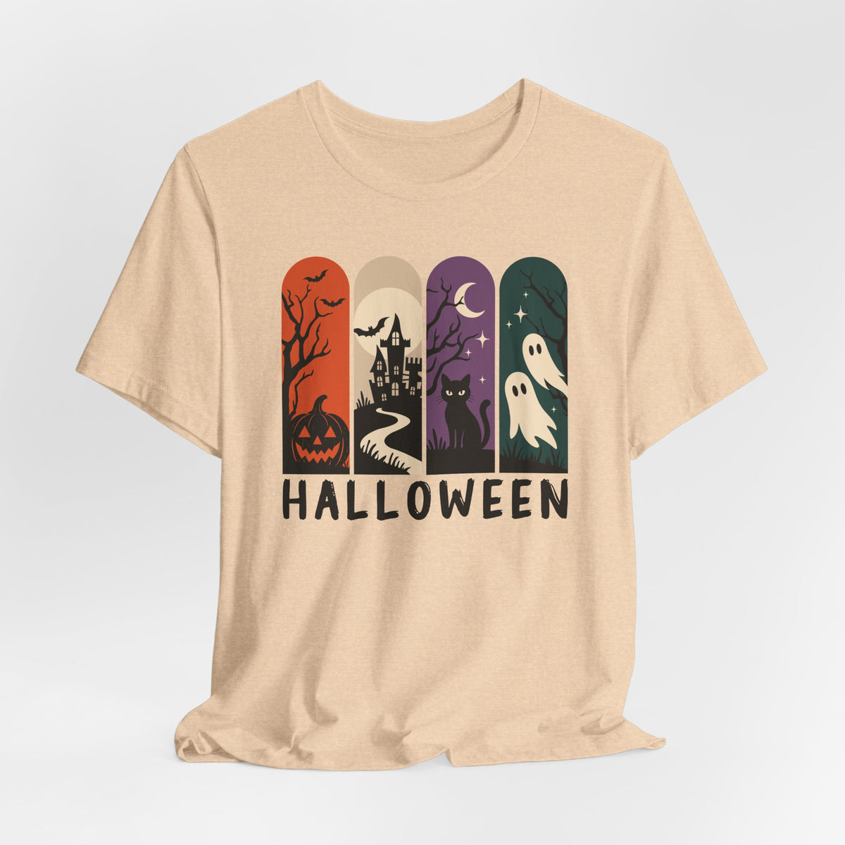 Retro Halloween Shirt – Ghost, Pumpkin & Black Cat Graphic Tee