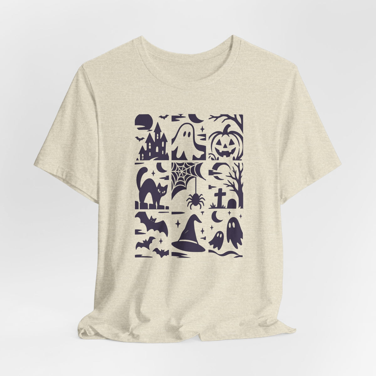 Halloween Graphic Tee – Spooky Icons and Haunted Scenes