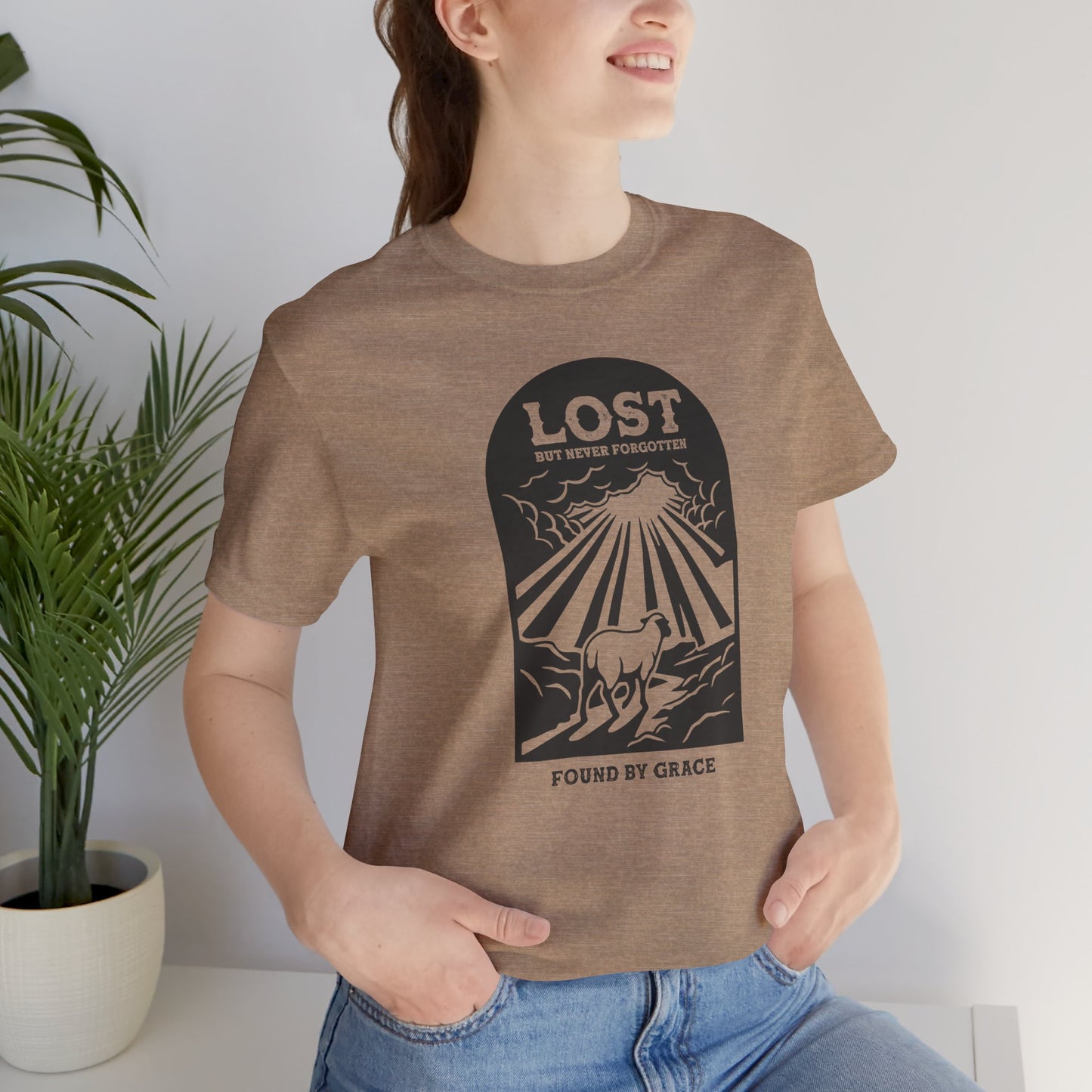 Lost But Never Forgotten Christian Shirt | Found By Grace Graphic Tee