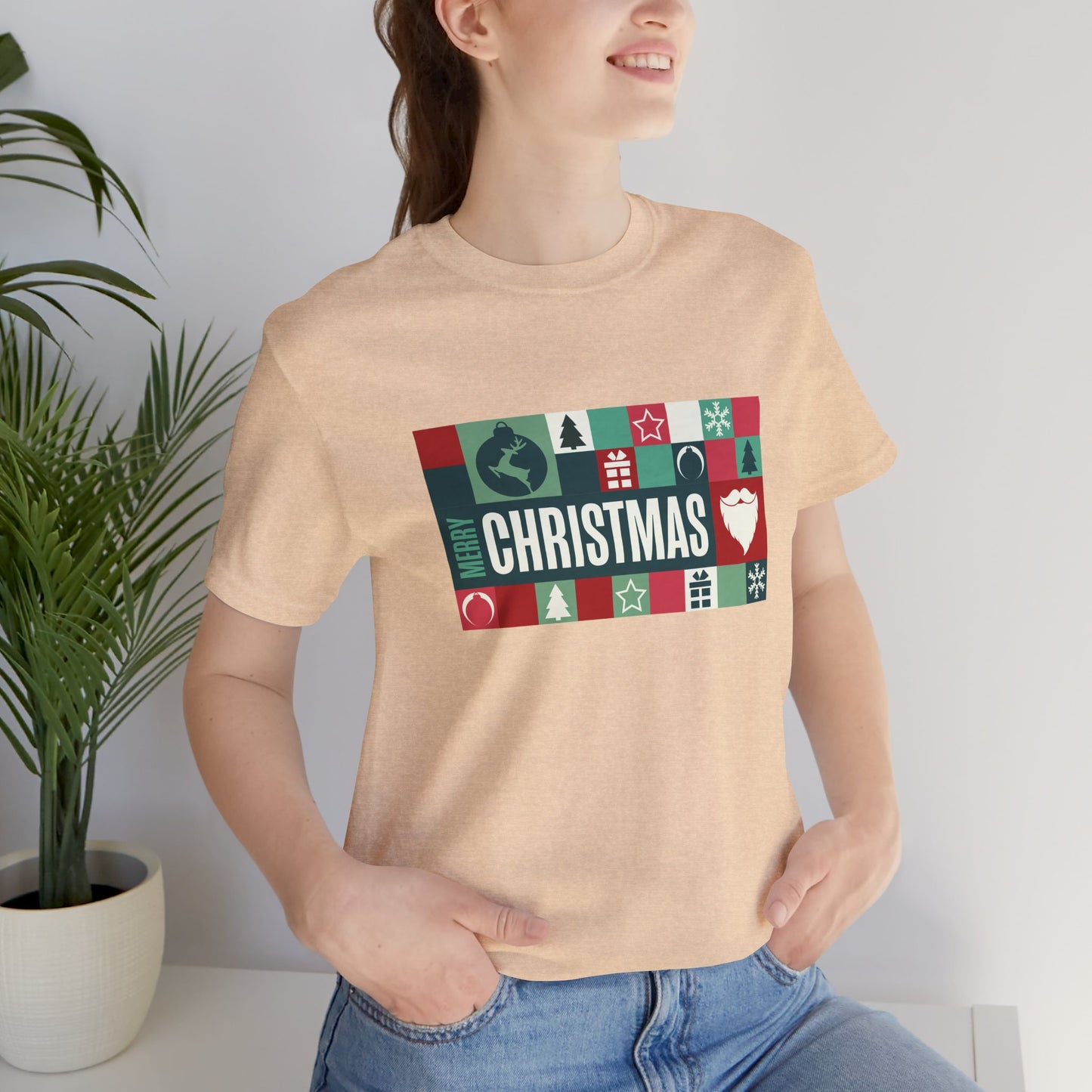 Merry Christmas Retro Block Design | Vintage Holiday Shirt | Christmas Graphic Tee
