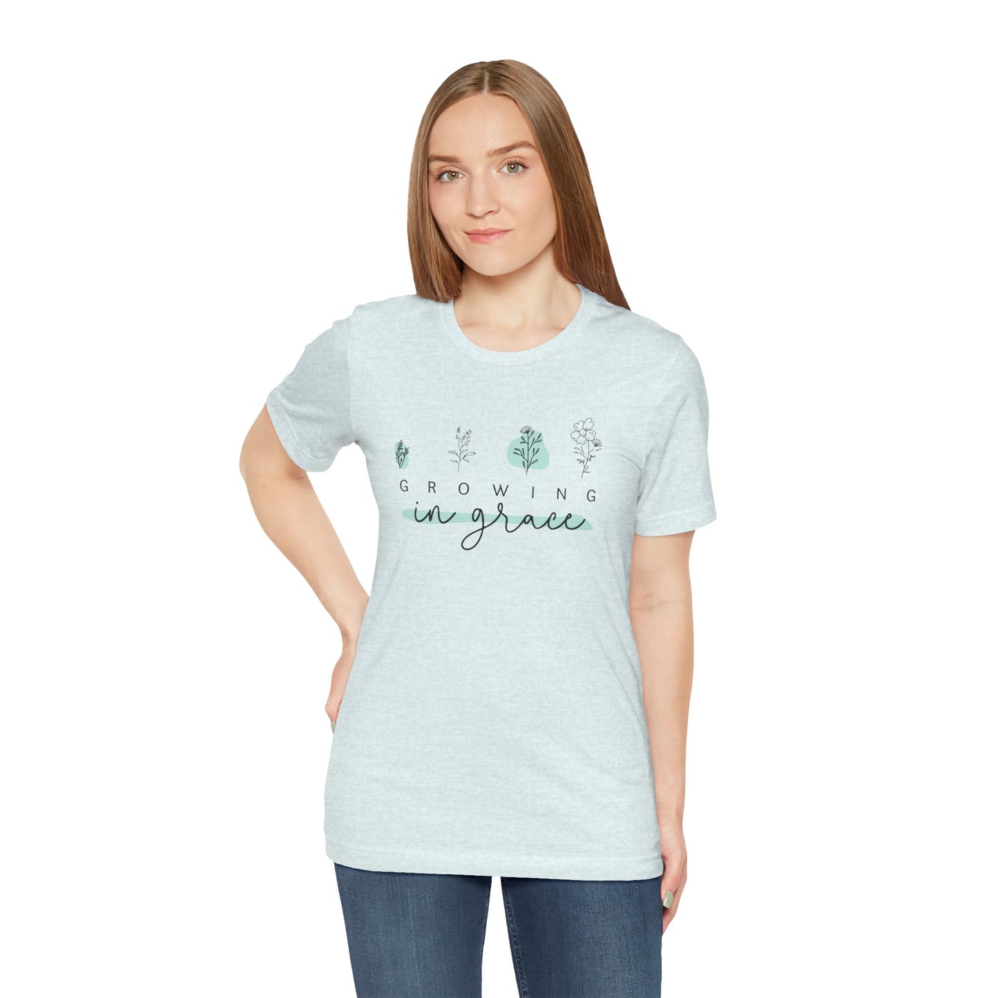 Amazing Grace Christian Floral T-Shirt – Faith Inspired Botanical Graphic Tee for Women