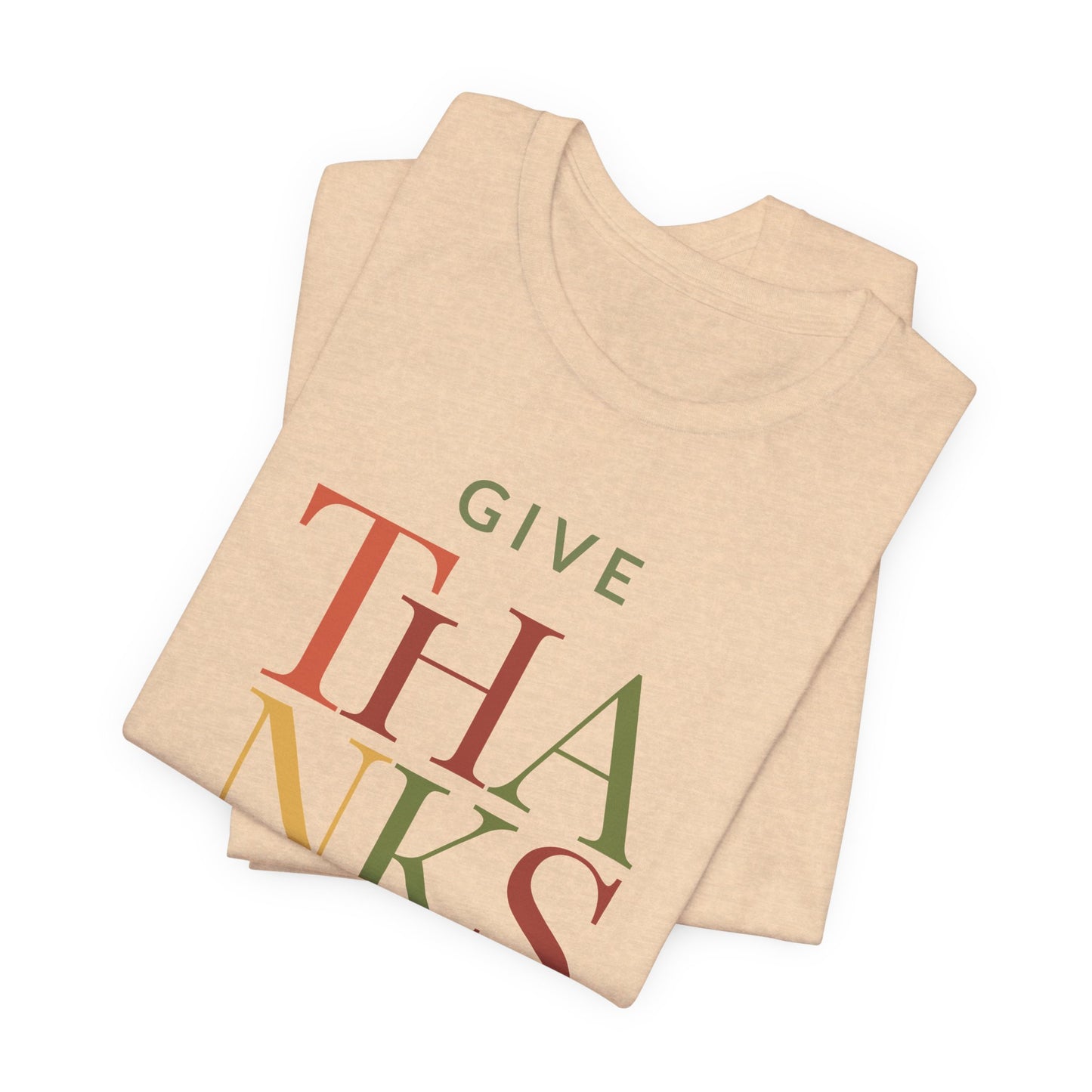 Give Thanks T-Shirt – Minimalist Thanksgiving Tee with Fall Colors | Gratitude Shirt for Autumn Season