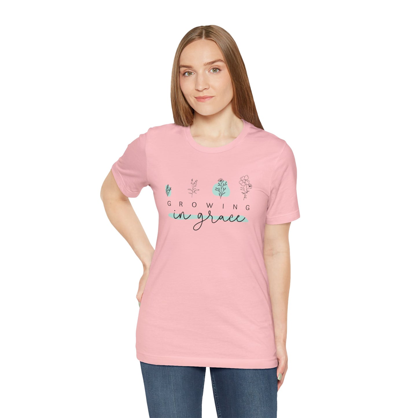 Amazing Grace Christian Floral T-Shirt – Faith Inspired Botanical Graphic Tee for Women