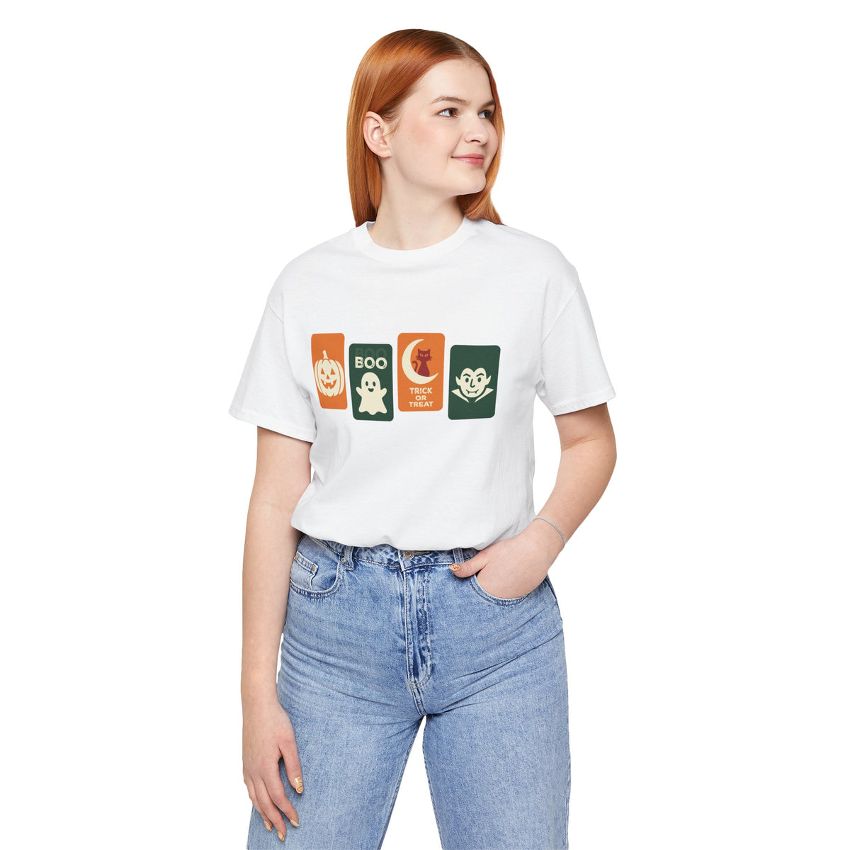 Halloween Graphic Tee - Cute Pumpkin, Ghost, Cat and Vampire