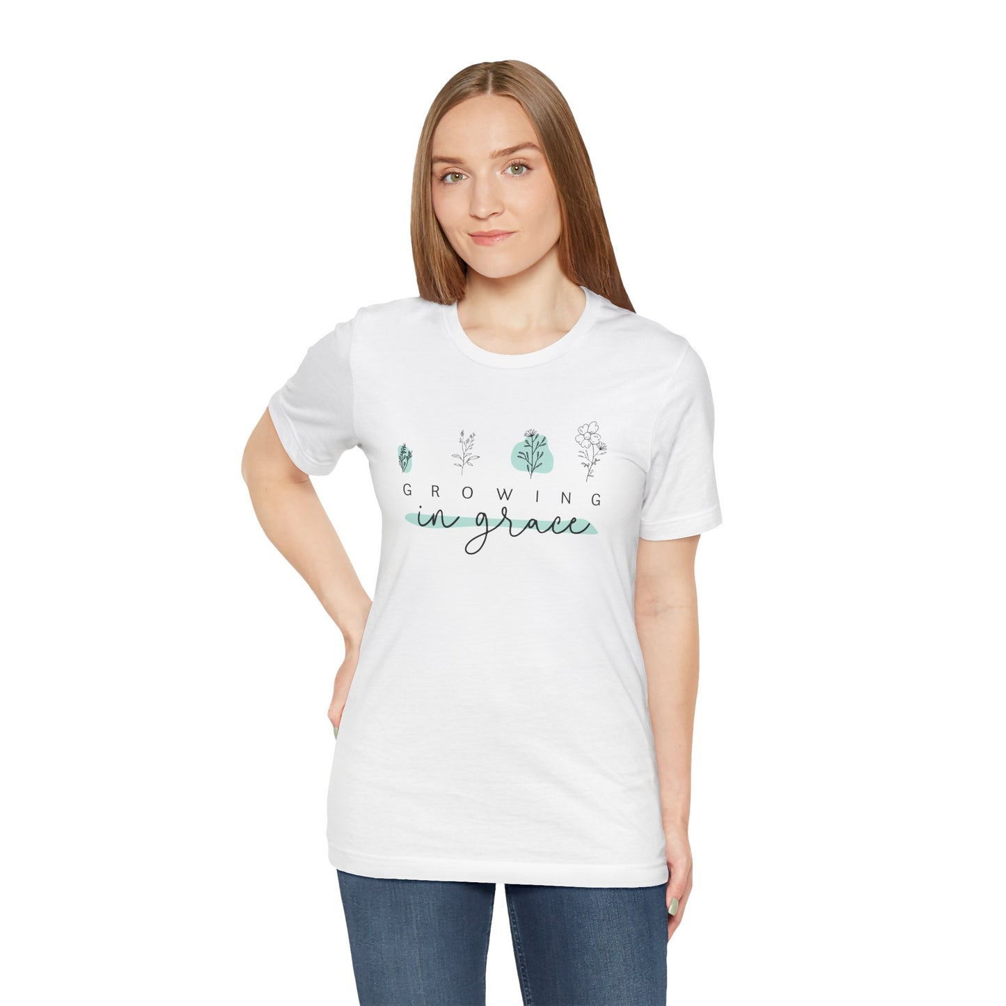 Amazing Grace Christian Floral T-Shirt – Faith Inspired Botanical Graphic Tee for Women