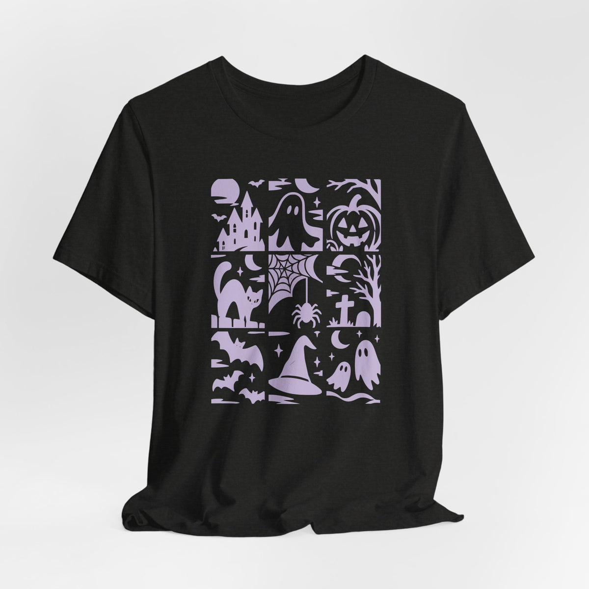 Halloween Graphic Tee – Spooky Icons and Haunted Scenes