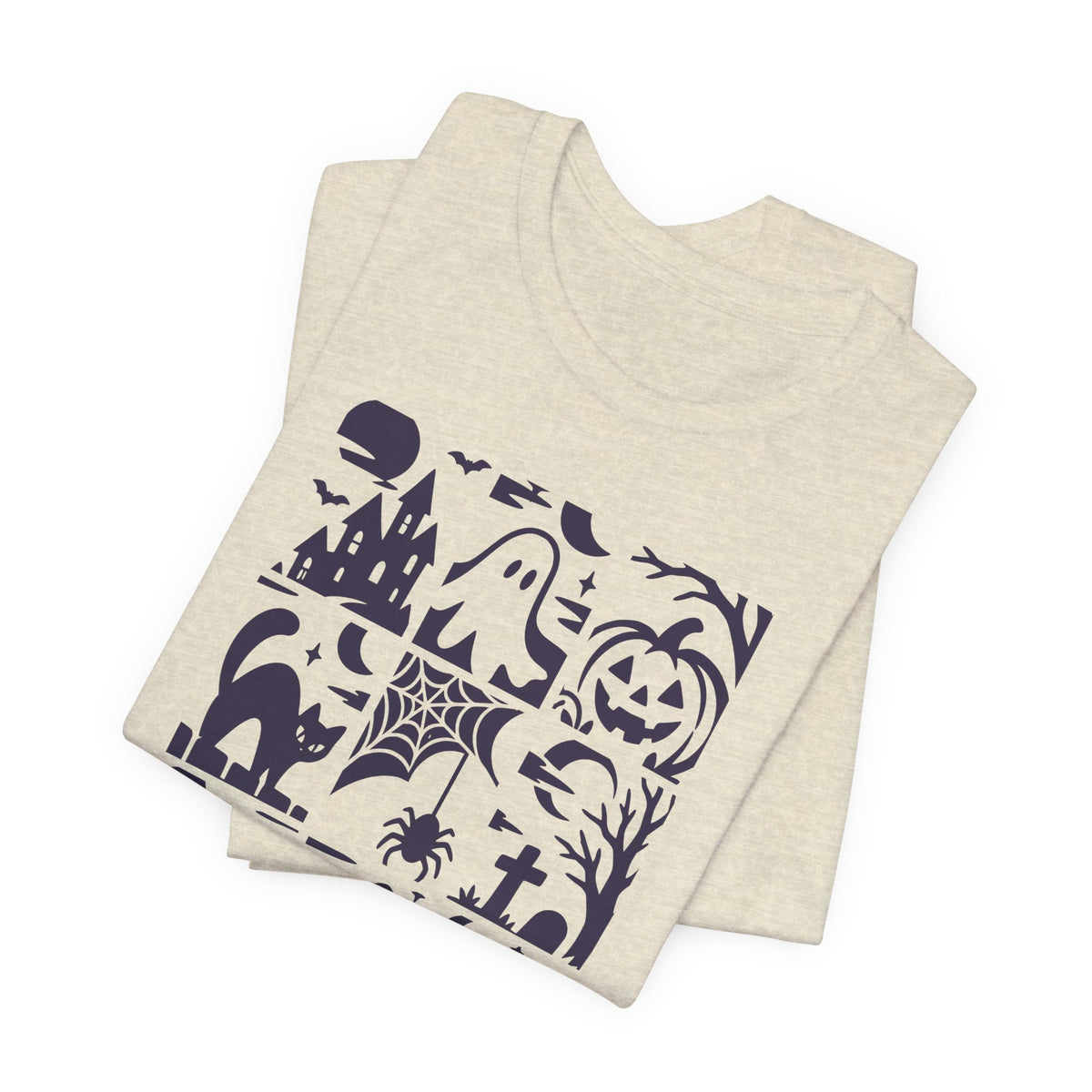 Halloween Graphic Tee – Spooky Icons and Haunted Scenes