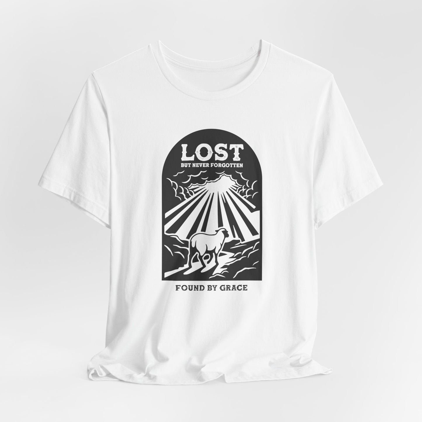 Lost But Never Forgotten Christian Shirt | Found By Grace Graphic Tee