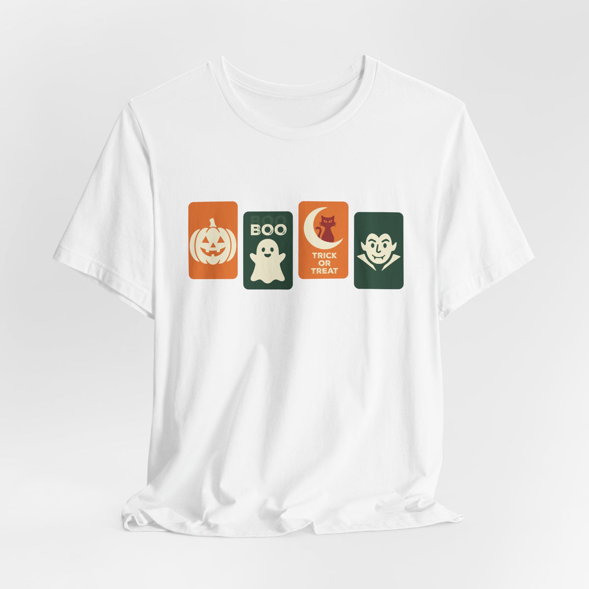 Halloween Graphic Tee - Cute Pumpkin, Ghost, Cat and Vampire