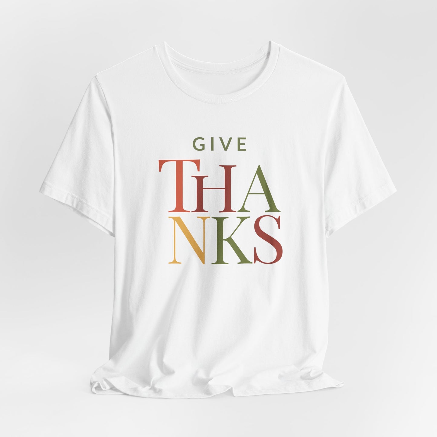 Give Thanks T-Shirt – Minimalist Thanksgiving Tee with Fall Colors | Gratitude Shirt for Autumn Season