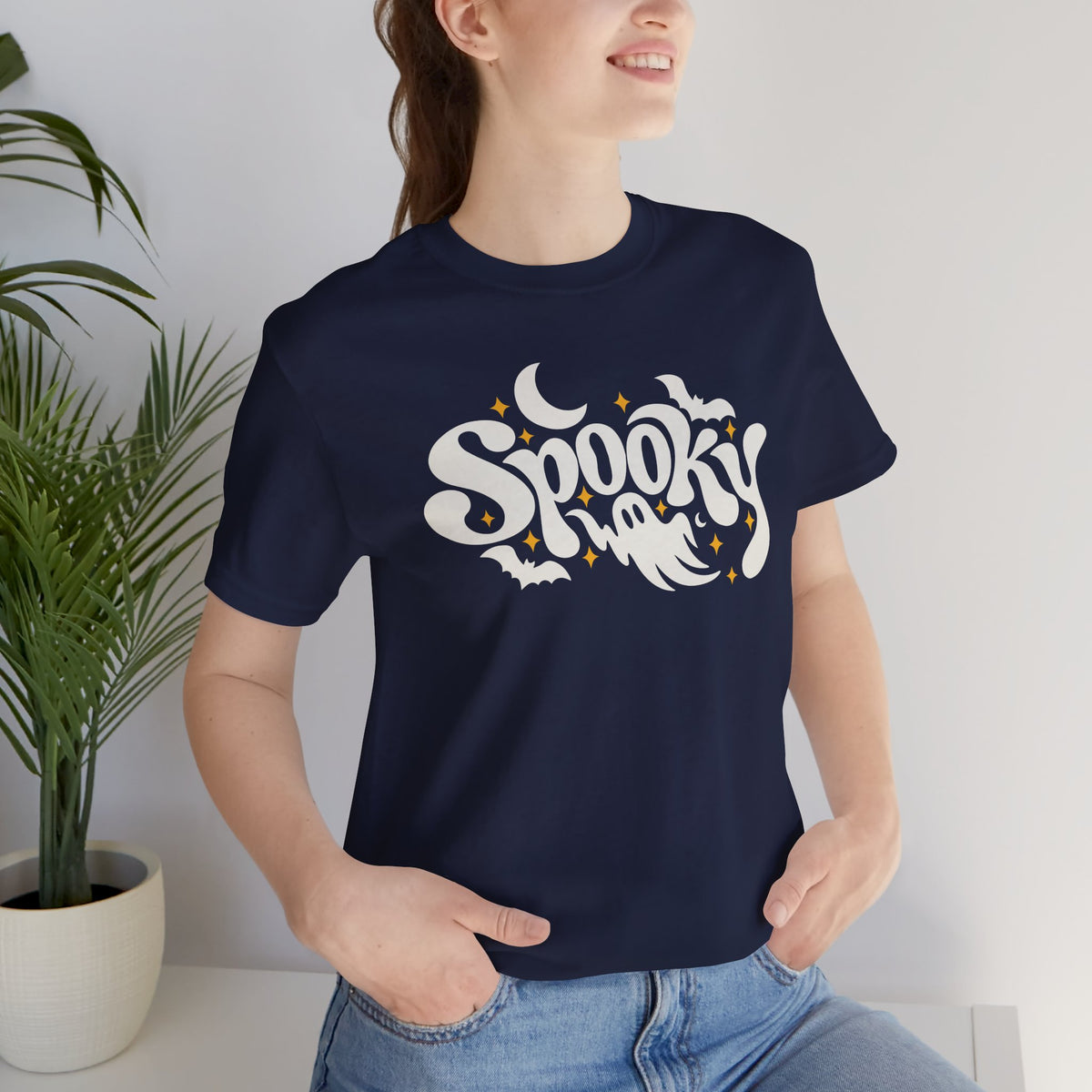 Cute Spooky Halloween Shirt – Ghost & Bat Graphic Tee