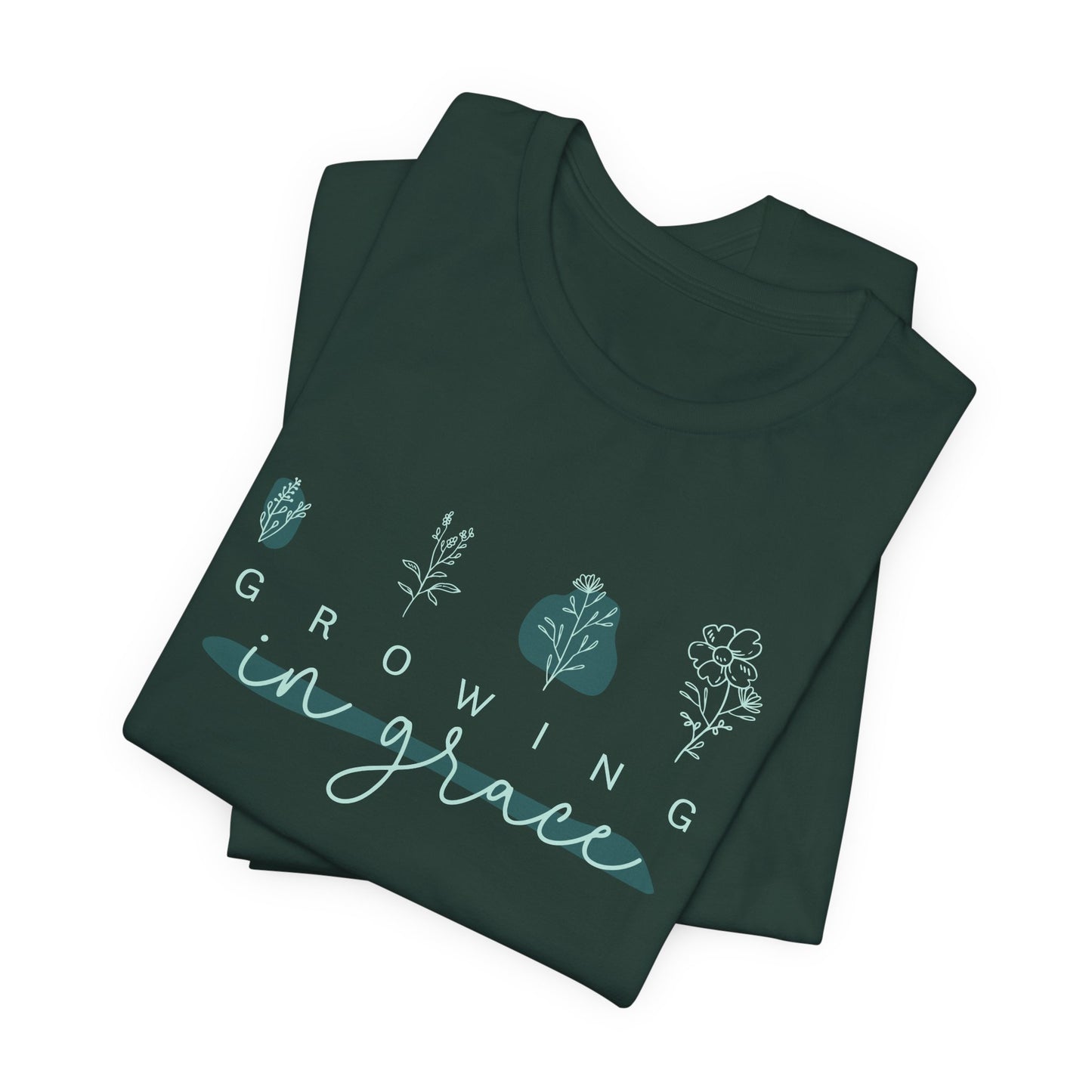 Amazing Grace Christian Floral T-Shirt – Faith Inspired Botanical Graphic Tee for Women