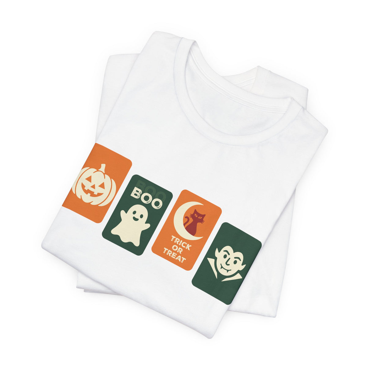 Halloween Graphic Tee - Cute Pumpkin, Ghost, Cat and Vampire