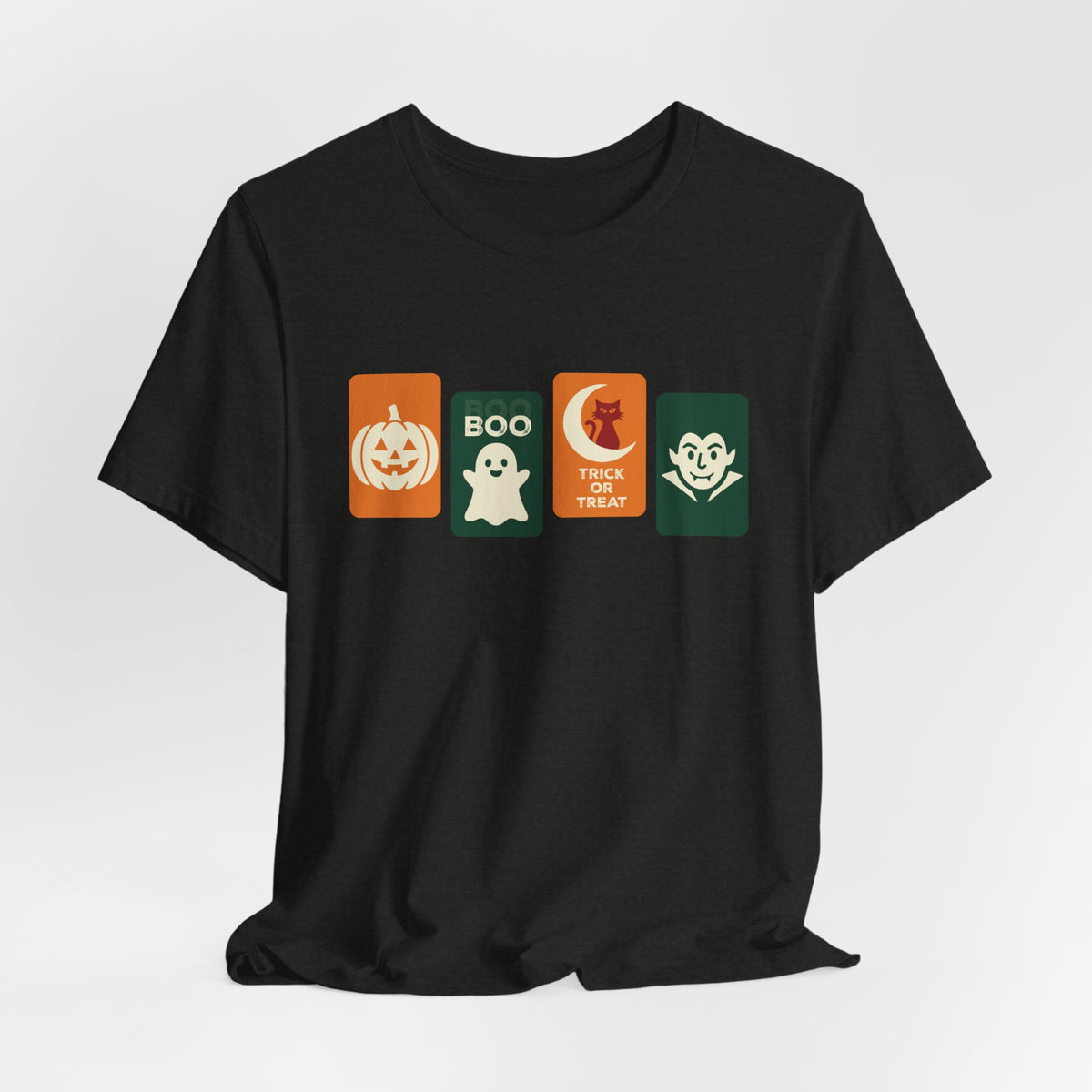 Halloween Graphic Tee - Cute Pumpkin, Ghost, Cat and Vampire