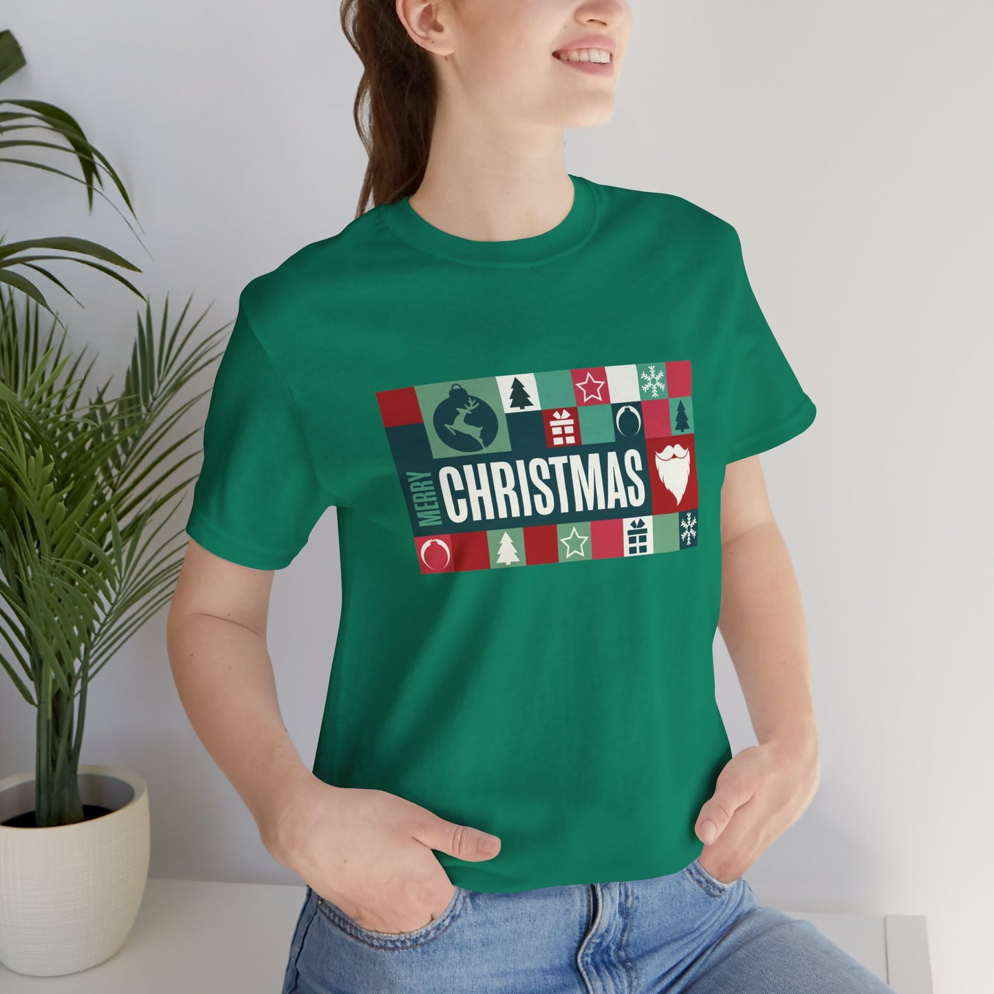 Merry Christmas Retro Block Design | Vintage Holiday Shirt | Christmas Graphic Tee