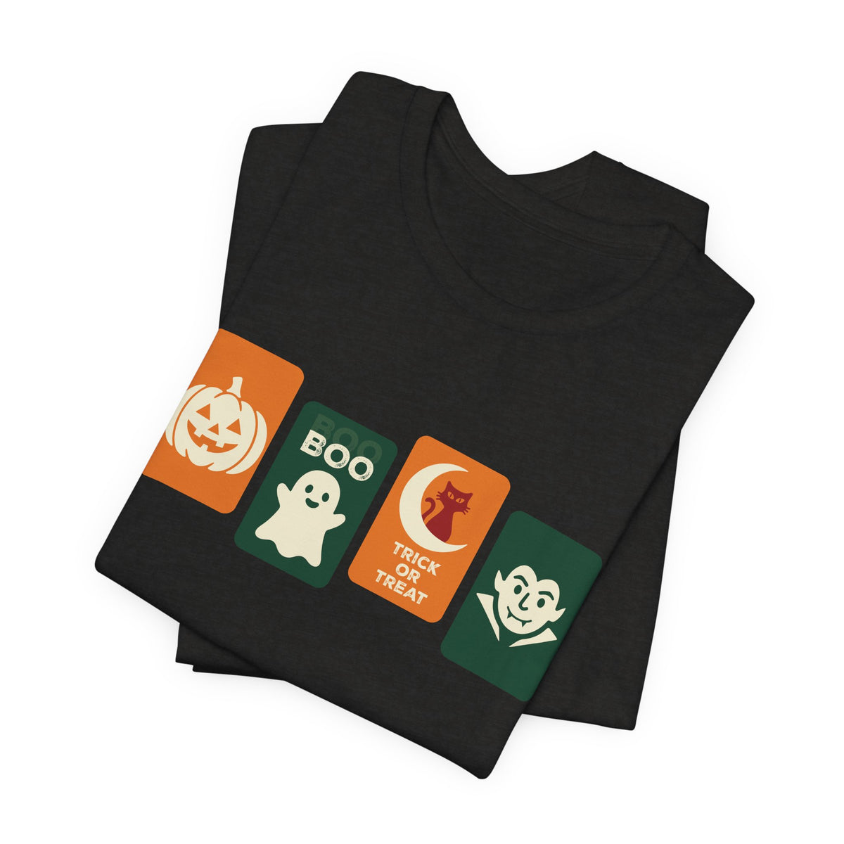 Halloween Graphic Tee - Cute Pumpkin, Ghost, Cat and Vampire