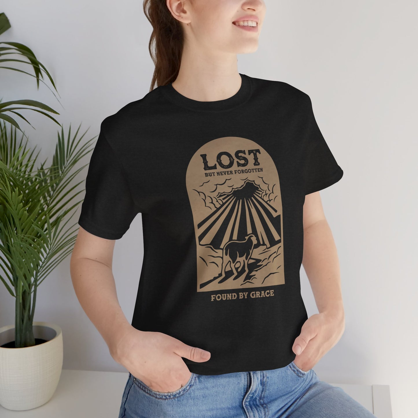 Lost But Never Forgotten Christian Shirt | Found By Grace Graphic Tee