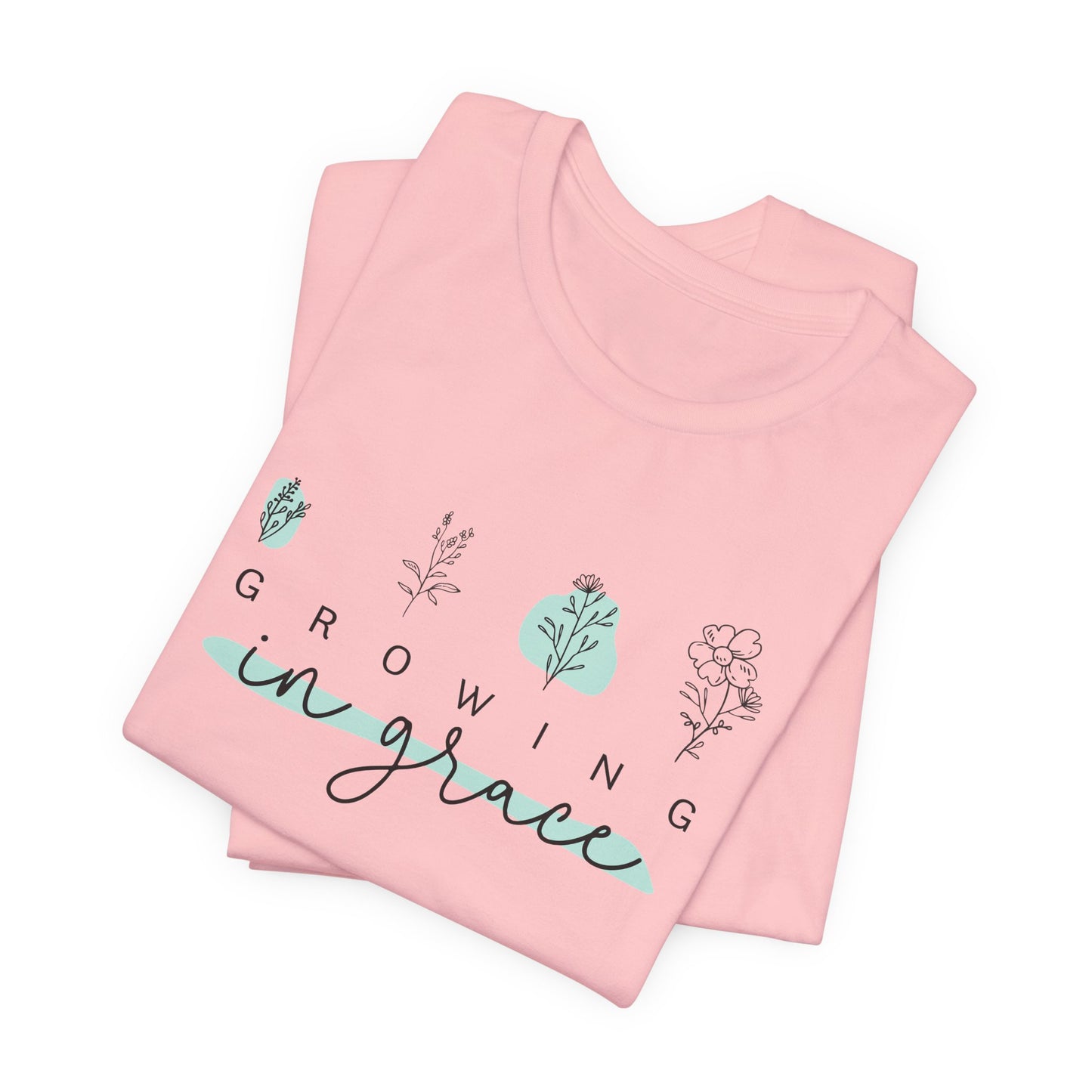 Amazing Grace Christian Floral T-Shirt – Faith Inspired Botanical Graphic Tee for Women
