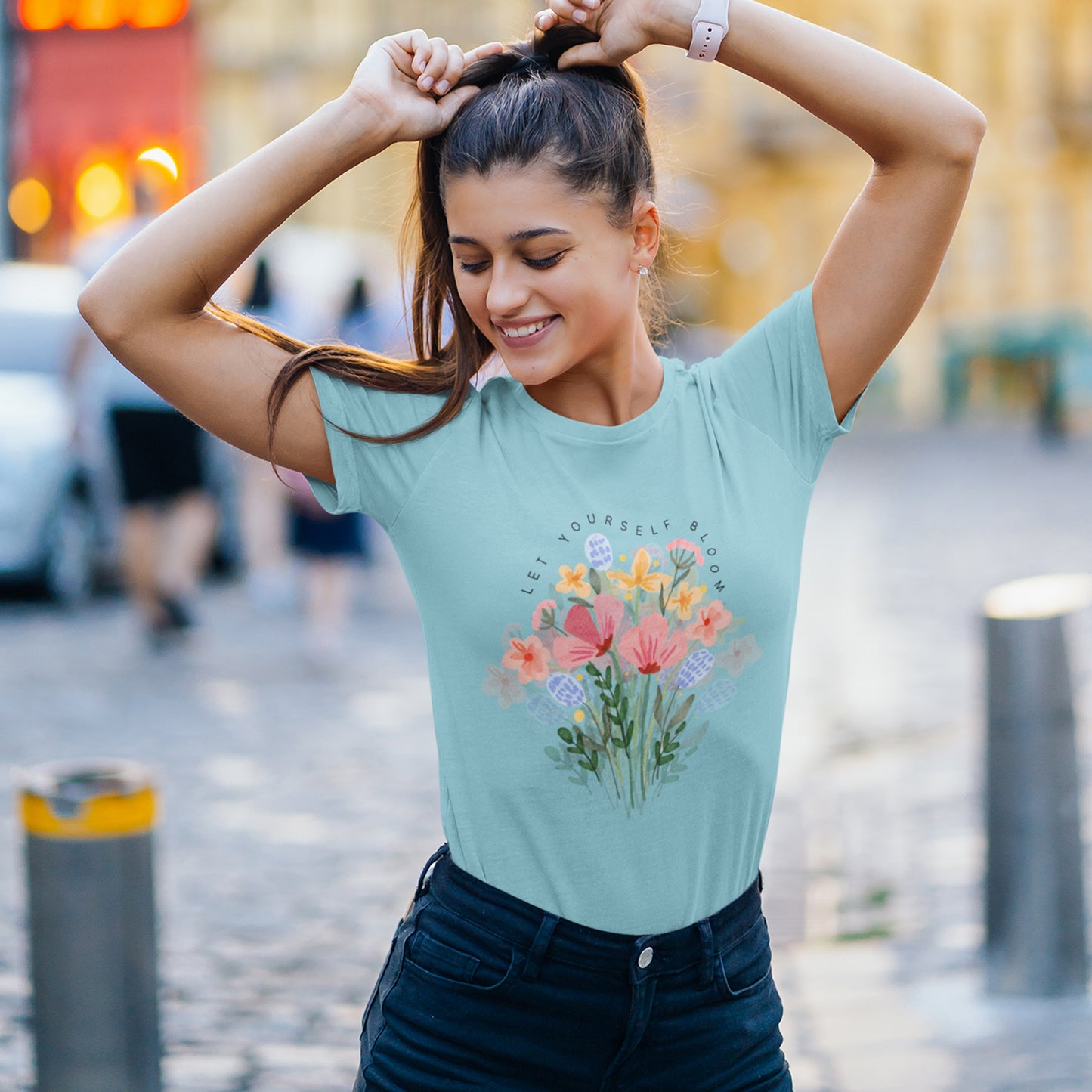 Watercolor Floral Bouquet T-Shirt – Soft Artistic Nature Tee