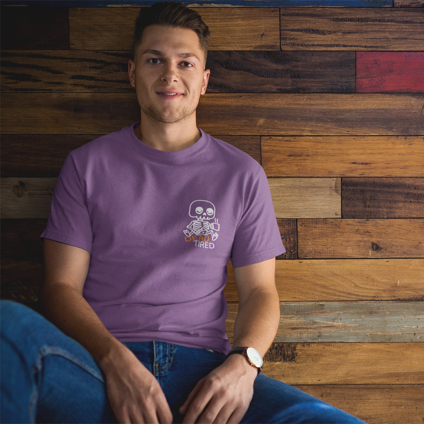 Dead Tired Skeleton Coffee T-Shirt – Funny & Spooky Vibes