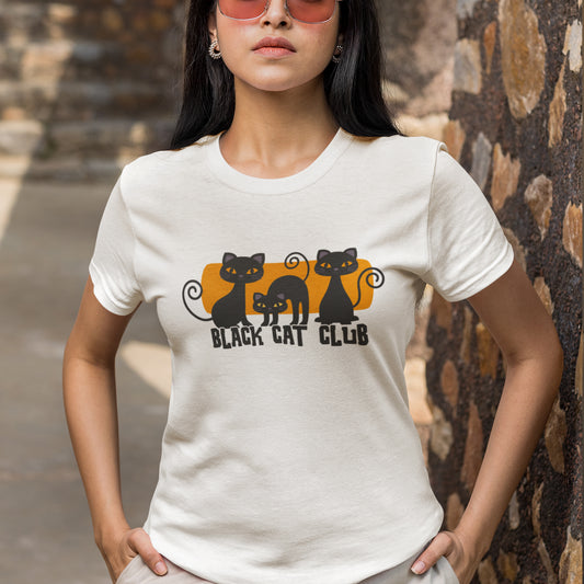 Black Cat Club Halloween Shirt – Cute & Spooky Feline Design