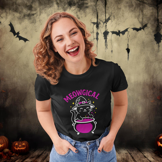Meowgical Cat Halloween Shirt – Cute Witchy Kitty Tee for Cat Lovers