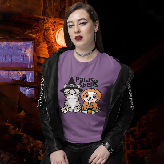 Cat and Dog Halloween Shirt – Cute Pumpkin Puppy & Witch Kitty Tee