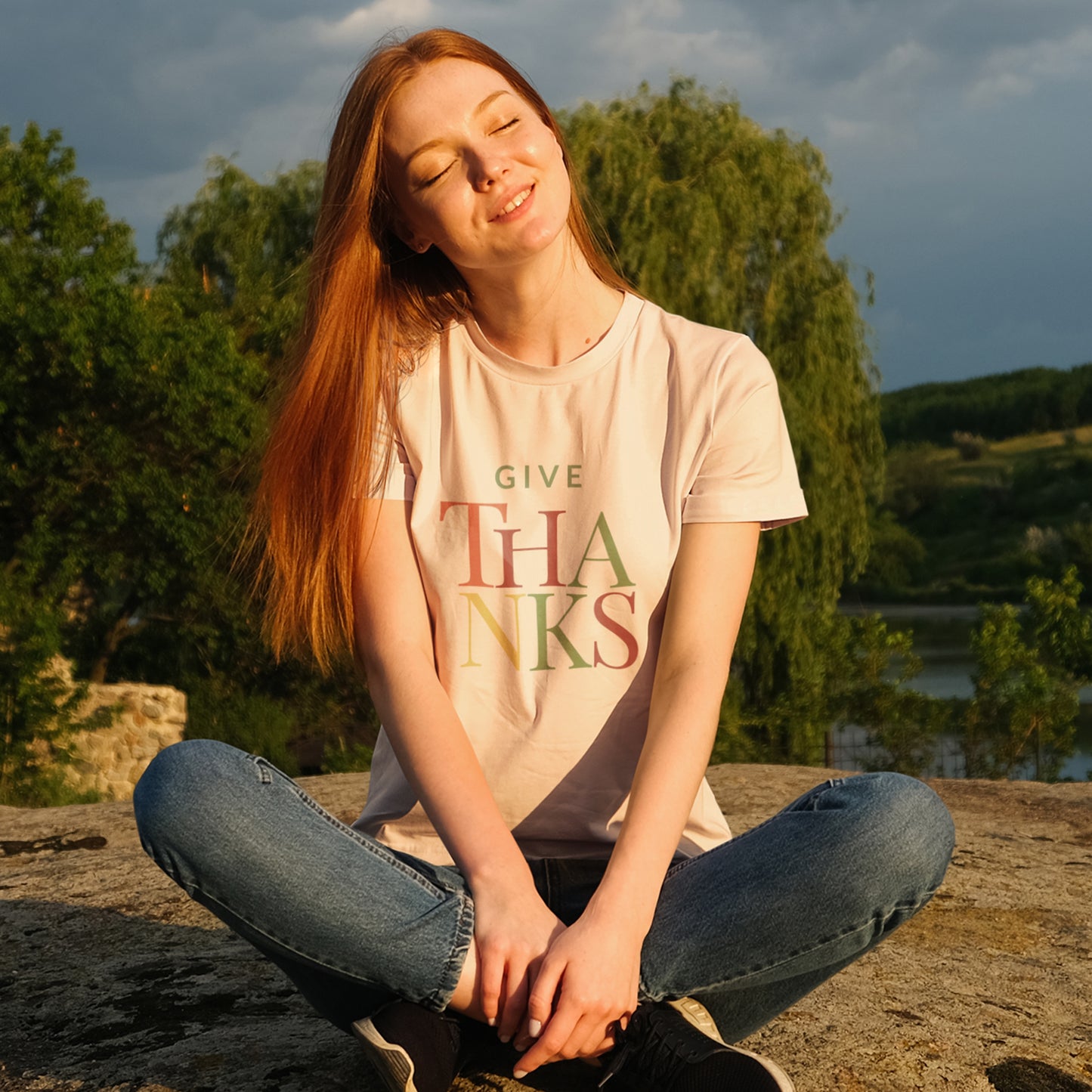 Give Thanks T-Shirt – Minimalist Thanksgiving Tee with Fall Colors | Gratitude Shirt for Autumn Season