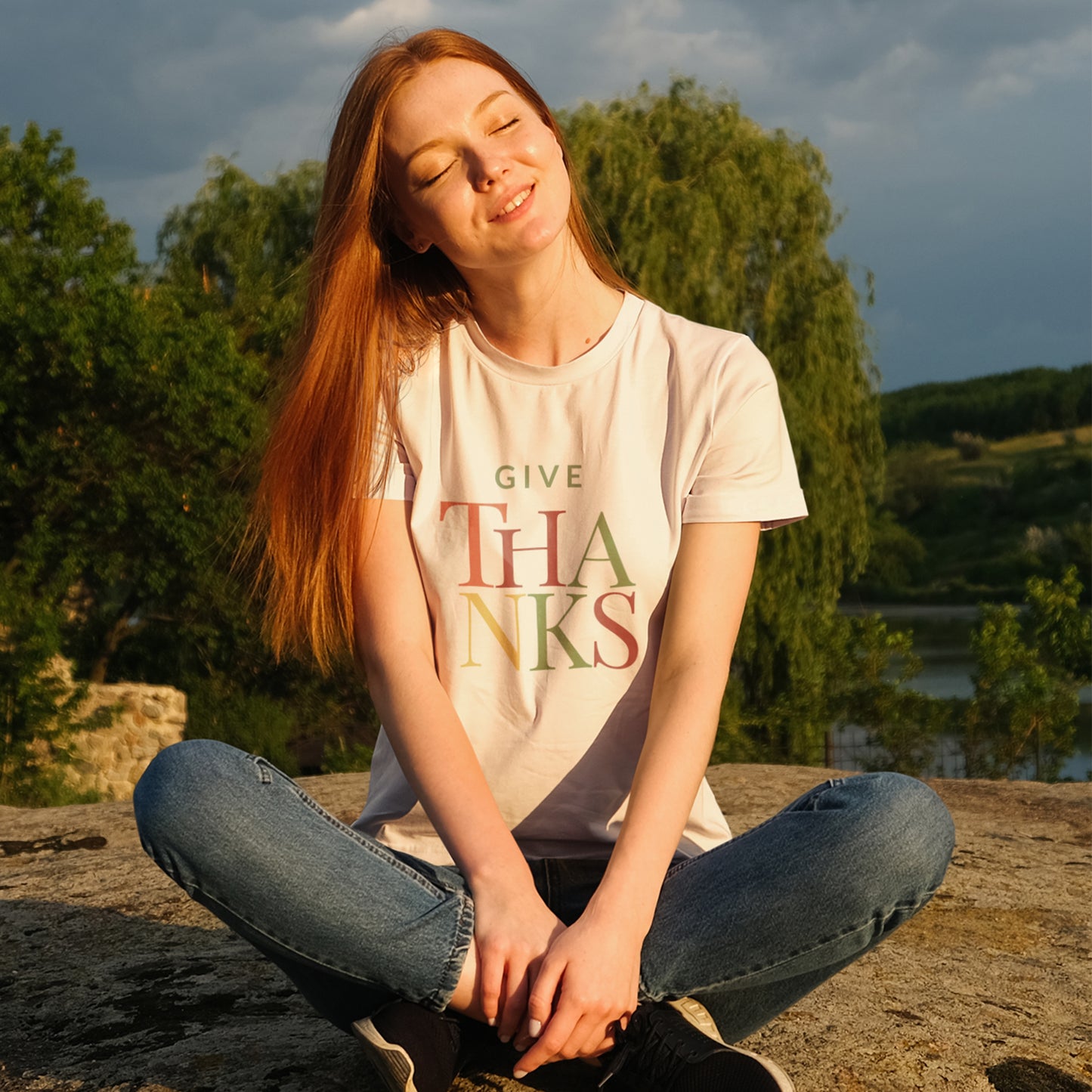 Give Thanks T-Shirt – Minimalist Thanksgiving Tee with Fall Colors | Gratitude Shirt for Autumn Season