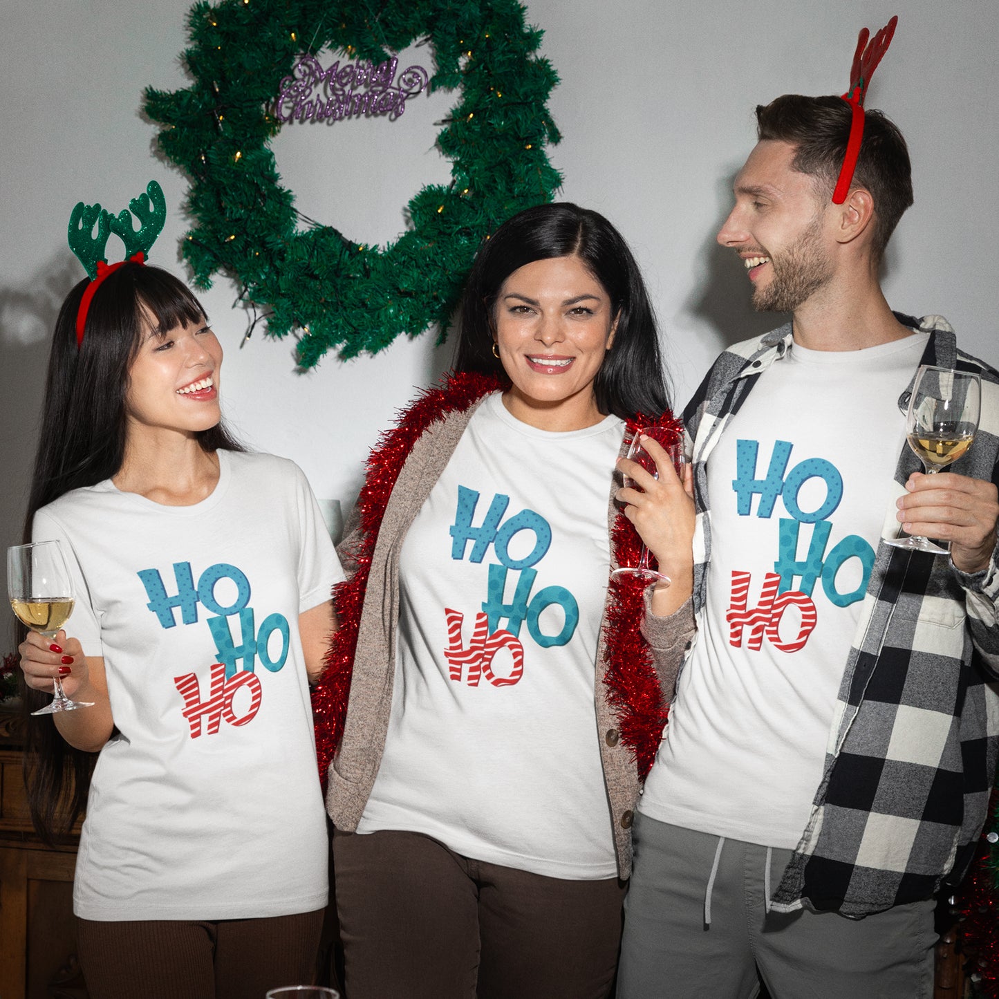 Cute HO HO HO Christmas Shirt – Fun Colorful Holiday Lettering Tee