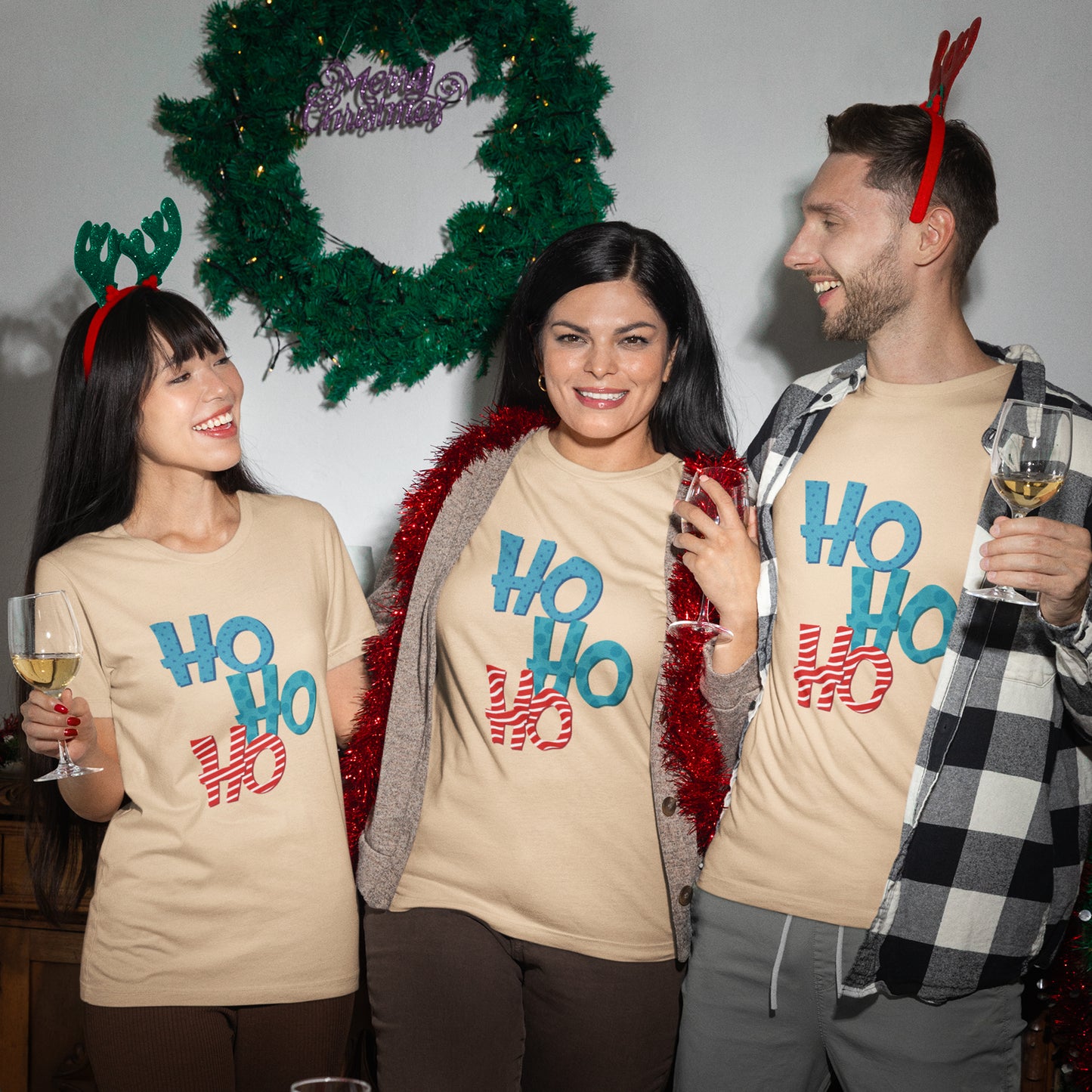 Cute HO HO HO Christmas Shirt – Fun Colorful Holiday Lettering Tee