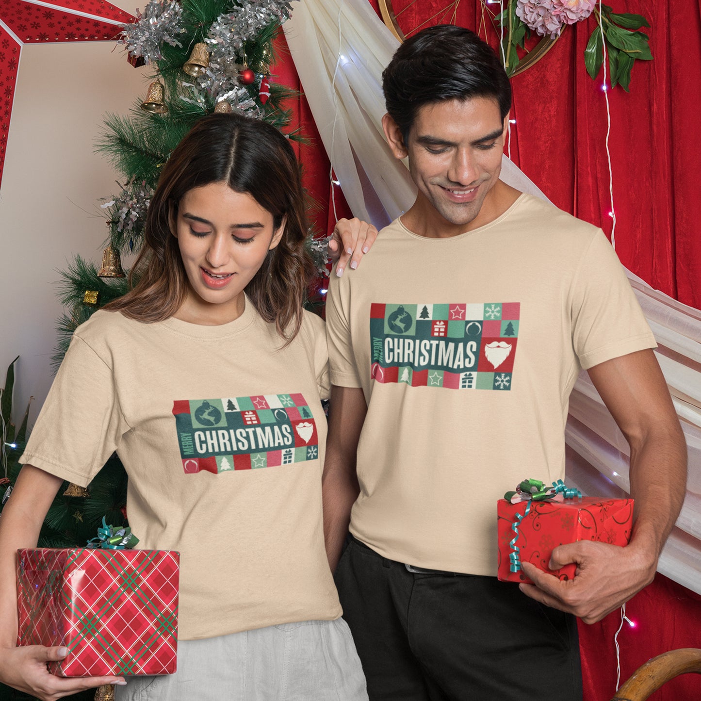 Merry Christmas Retro Block Design | Vintage Holiday Shirt | Christmas Graphic Tee