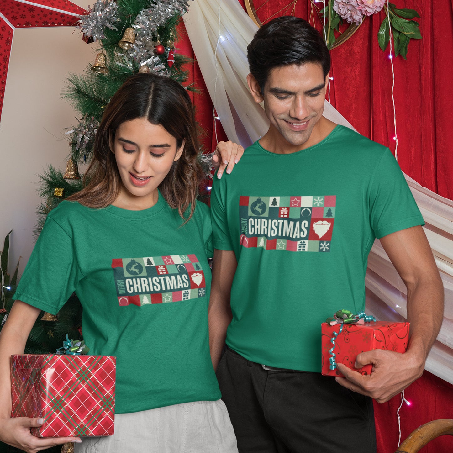 Merry Christmas Retro Block Design | Vintage Holiday Shirt | Christmas Graphic Tee