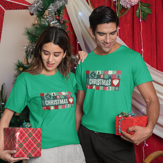 Merry Christmas Retro Block Design | Vintage Holiday Shirt | Christmas Graphic Tee
