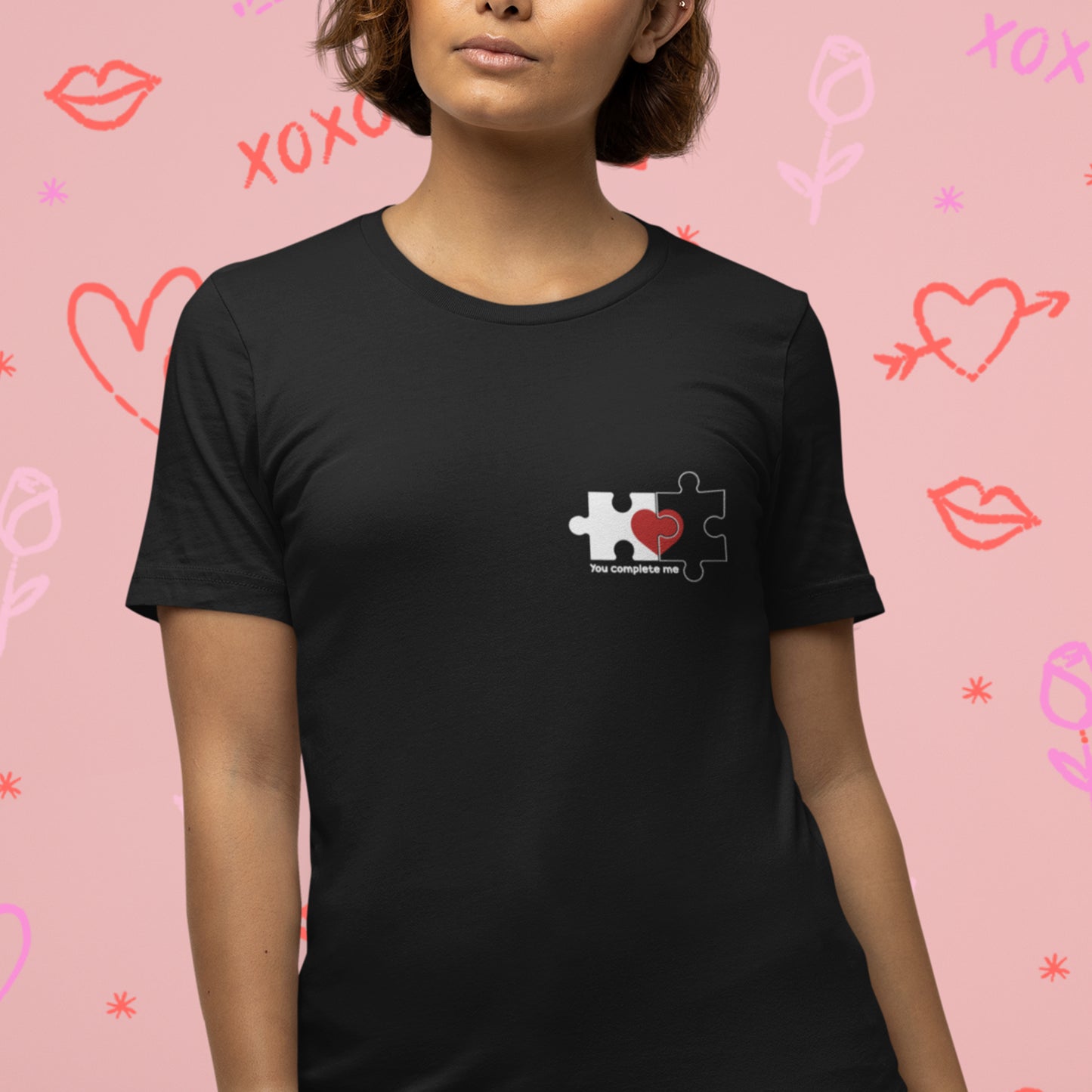 Puzzle Heart Love T-Shirt – Connected Heart Minimal Design